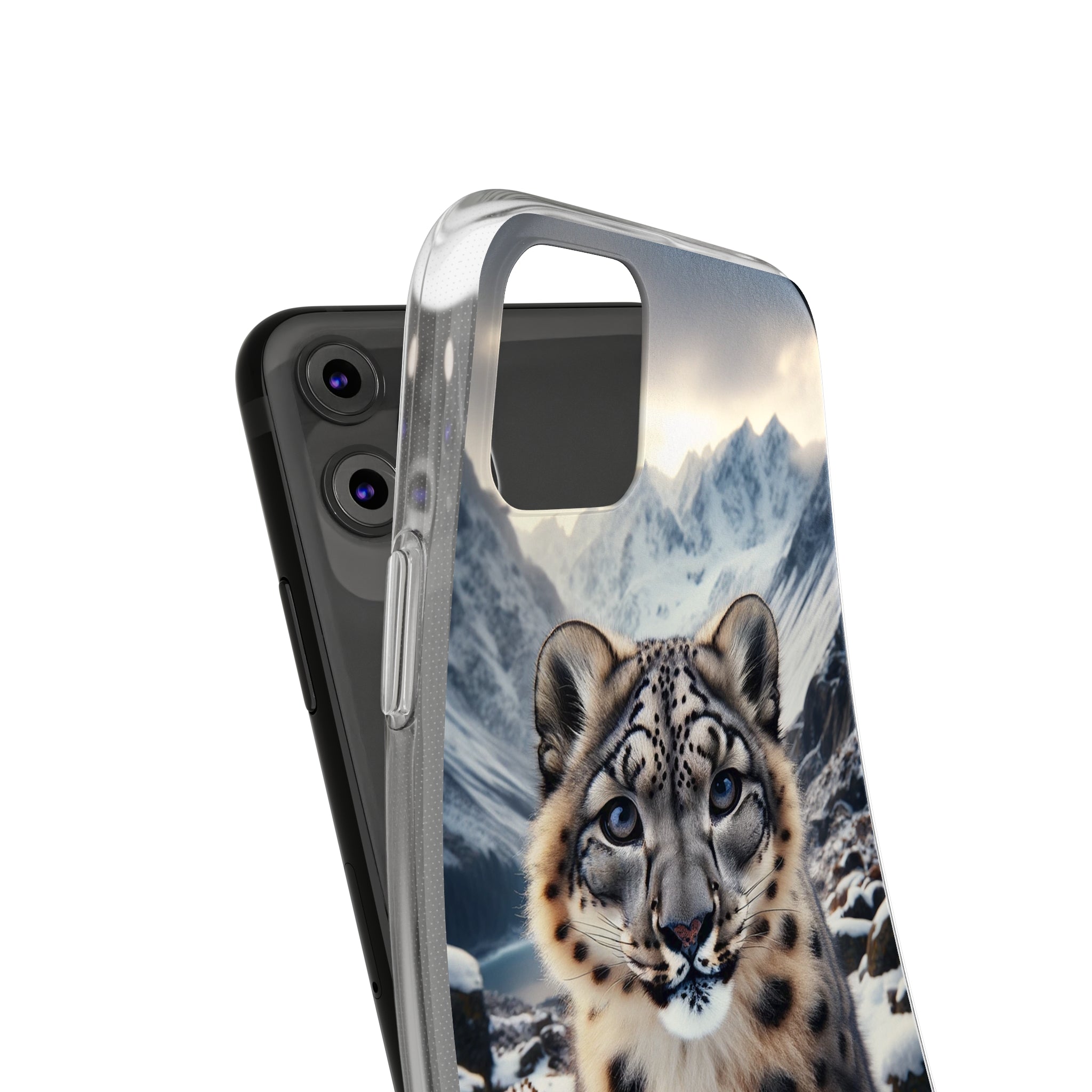 Curious Snow Leopard - Soft Phone Case