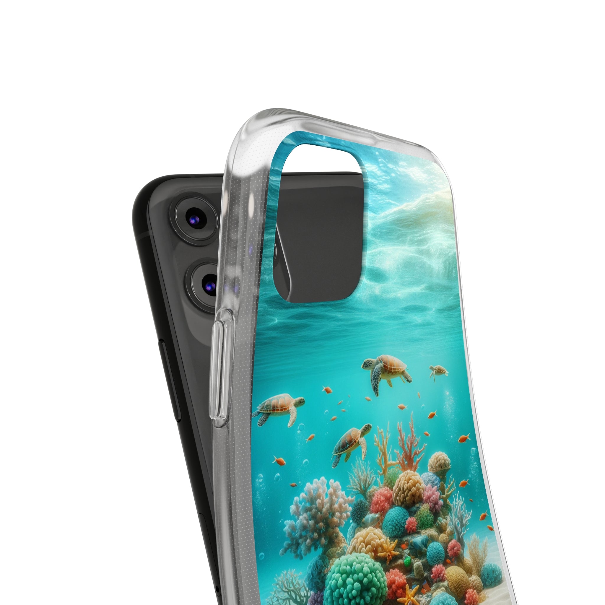 Turtles on coral reef - Soft Phone Case