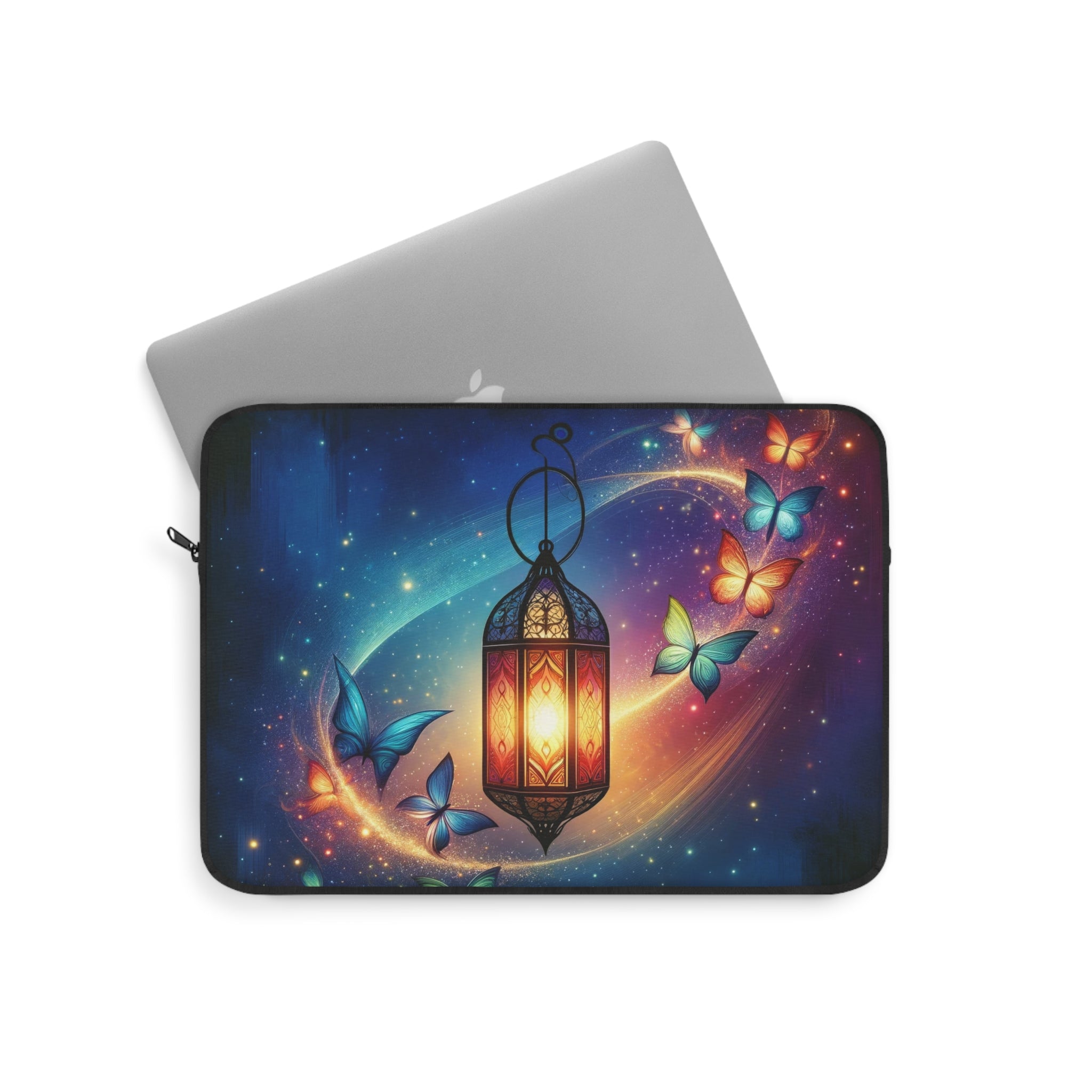 Colourful butterflies around an oil lamp - Laptop Sleeve