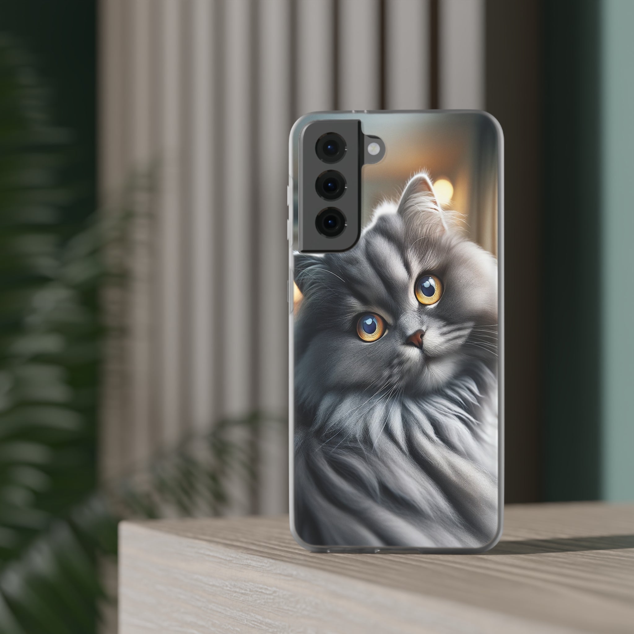 Curious, grey cat - Flexi Case (Samsung only)