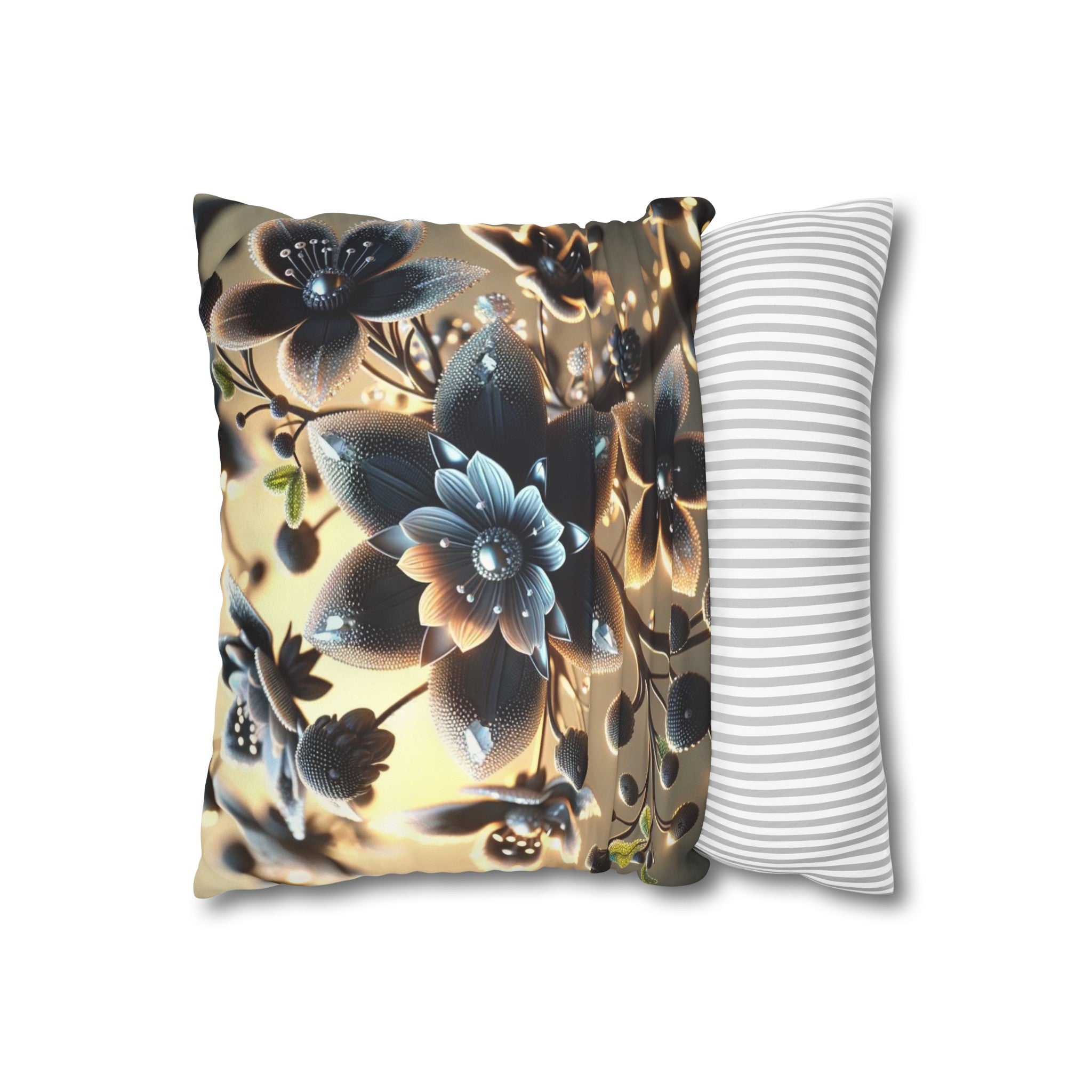 Black diamond flowers (4) - Suede Square Pillowcase