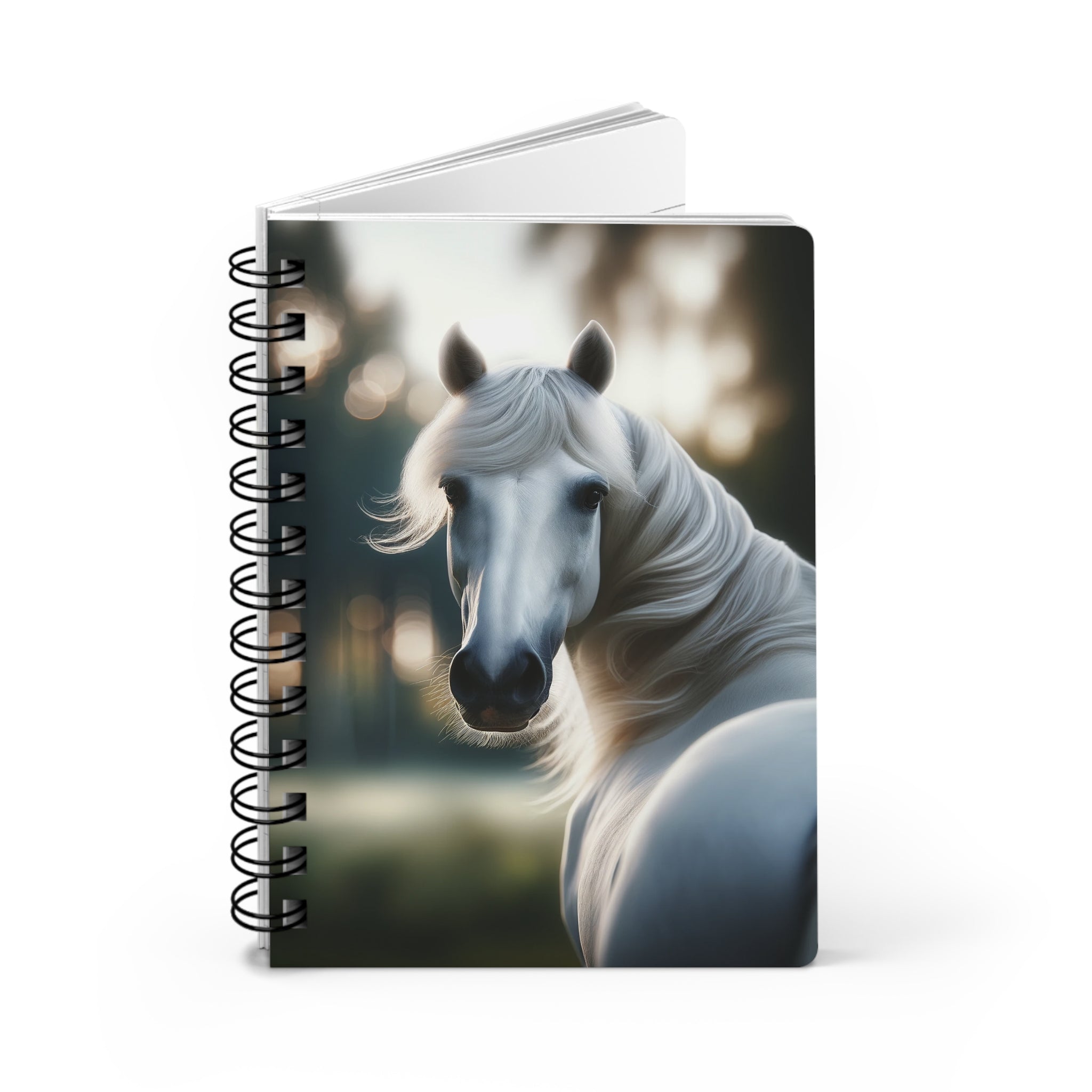 A curious, white horse - Spiral Notebook