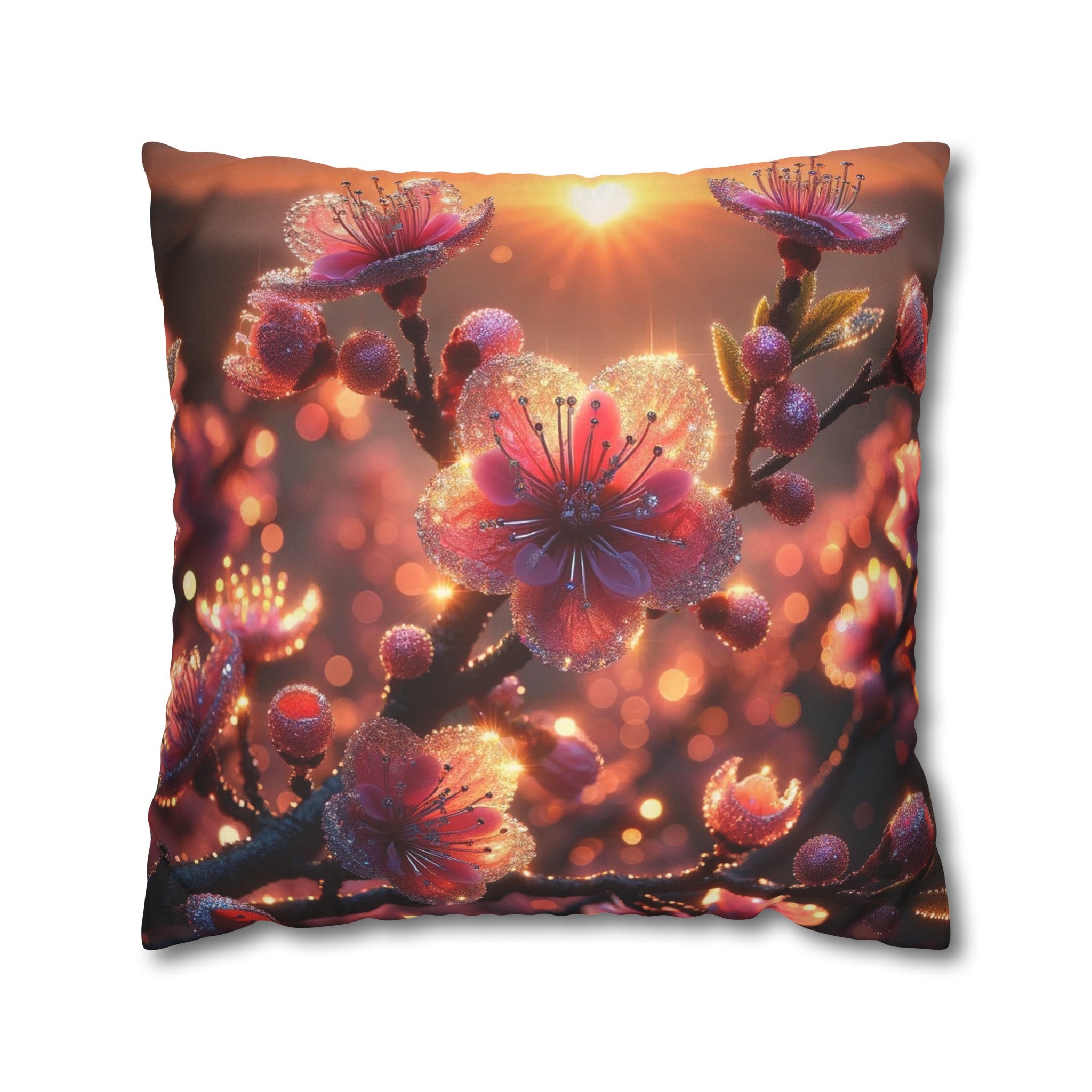 Pink diamond flowers (3) - Suede Square Pillowcase