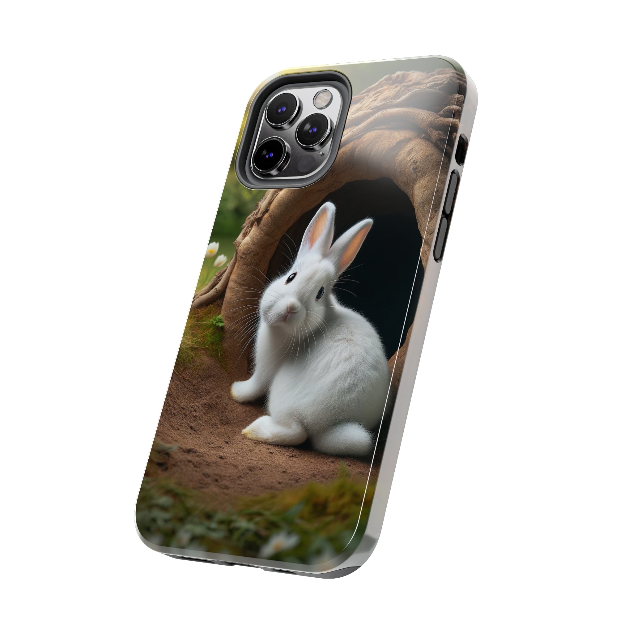 White curious rabbit - Tough Phone Case