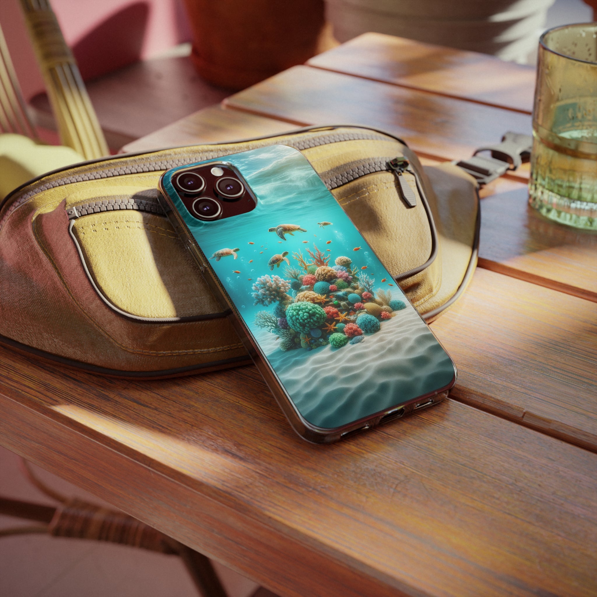 Turtles on coral reef - Soft Phone Case