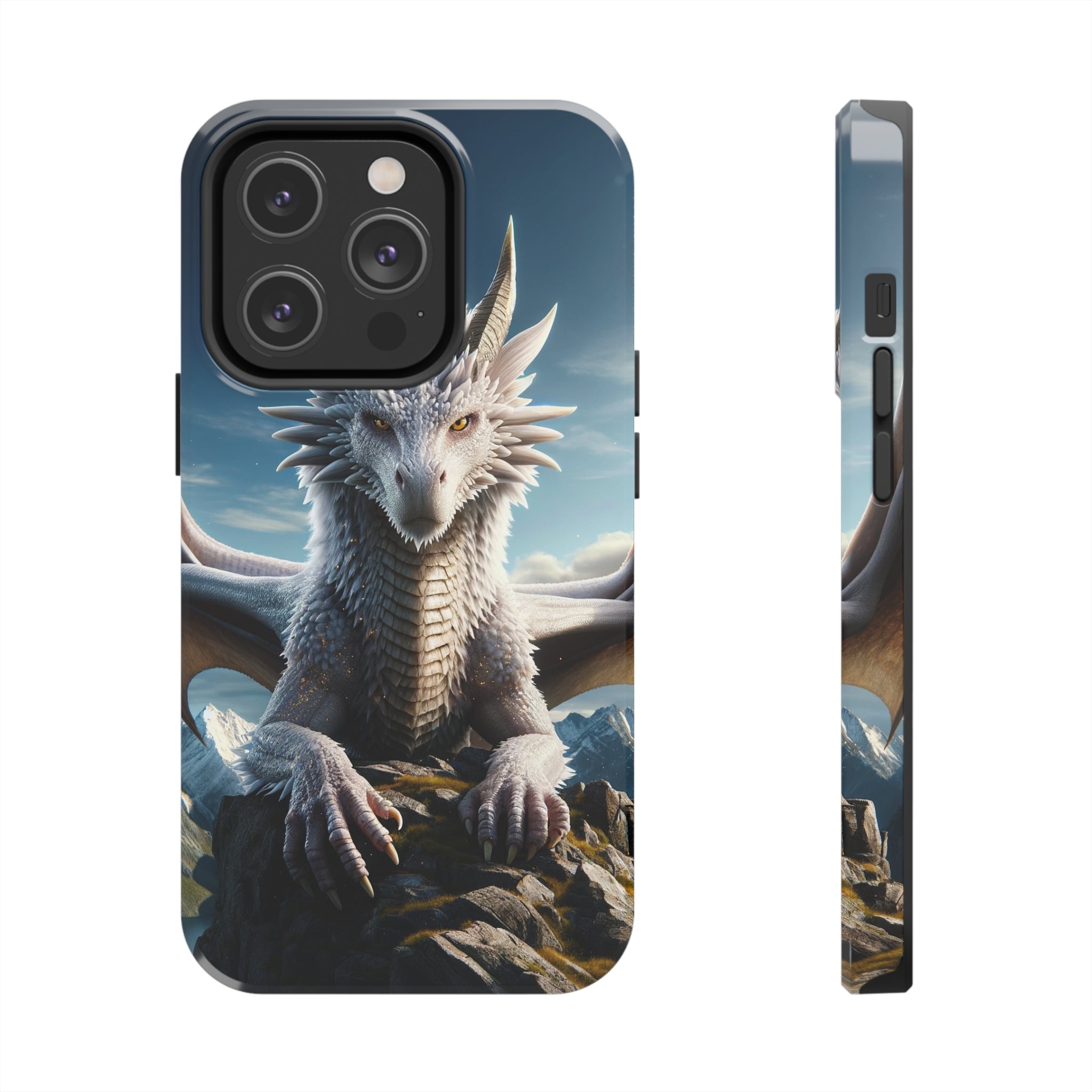 White dragon on a rock - Tough Phone Case