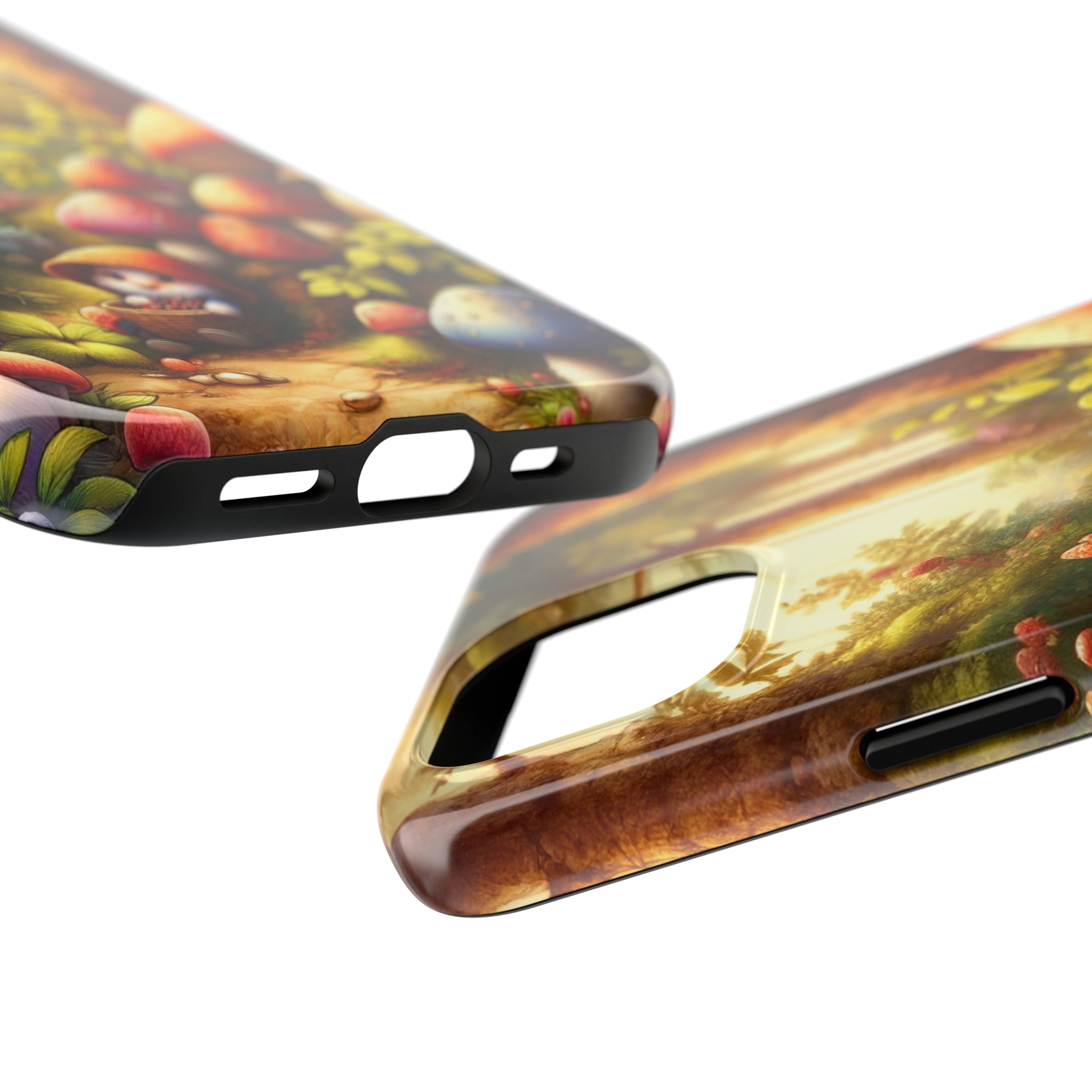 Gnomes sitting under mushroom - Tough Phone Case