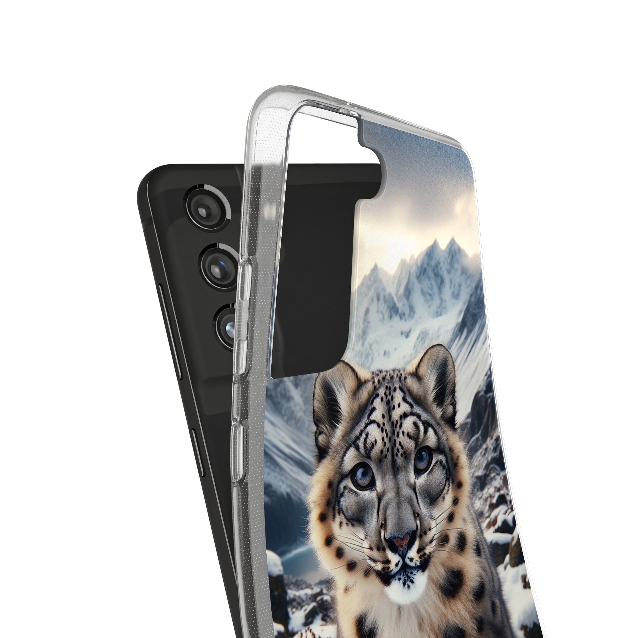 Curious Snow Leopard - Soft Phone Case