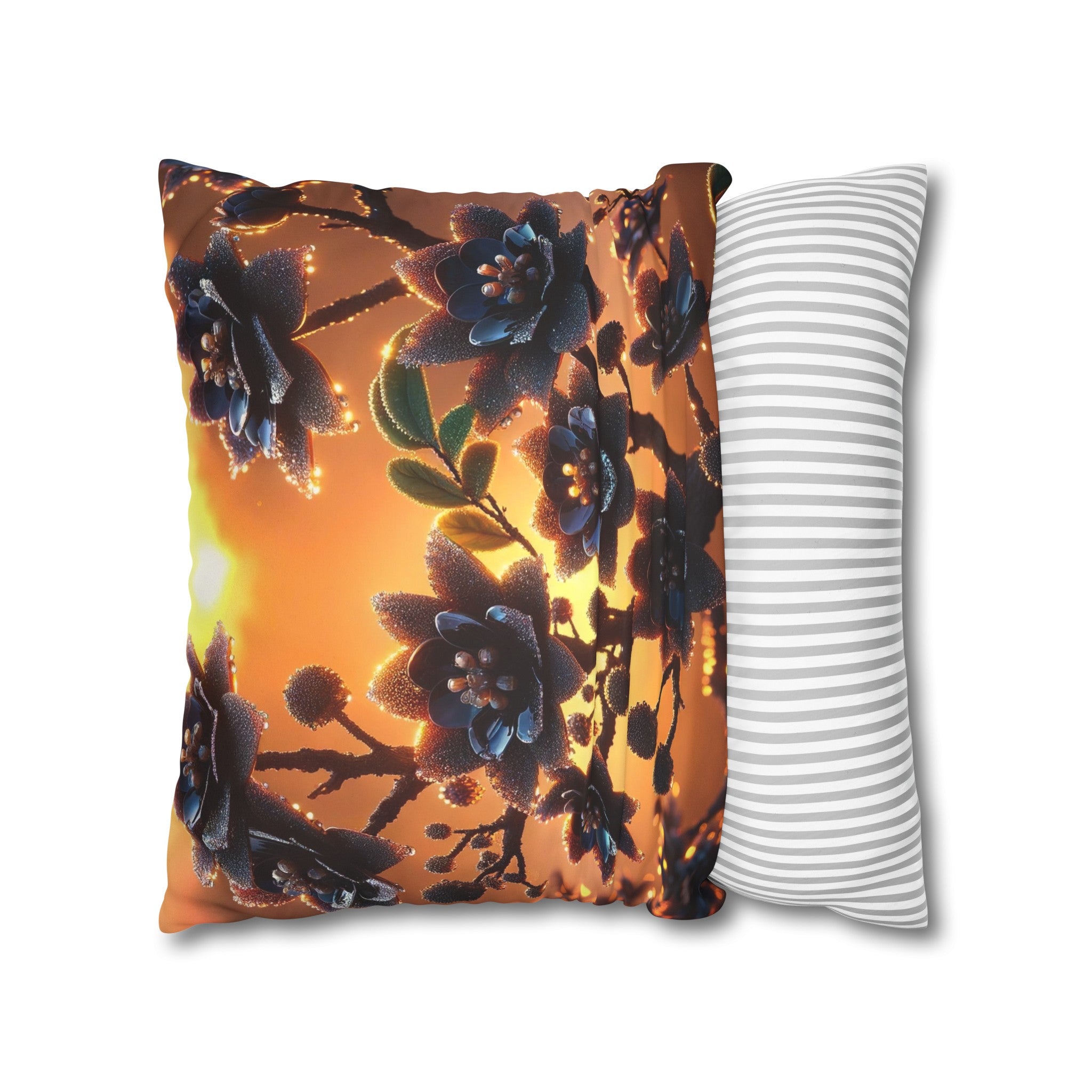 Black diamond flowers (3) - Suede Square Pillowcase