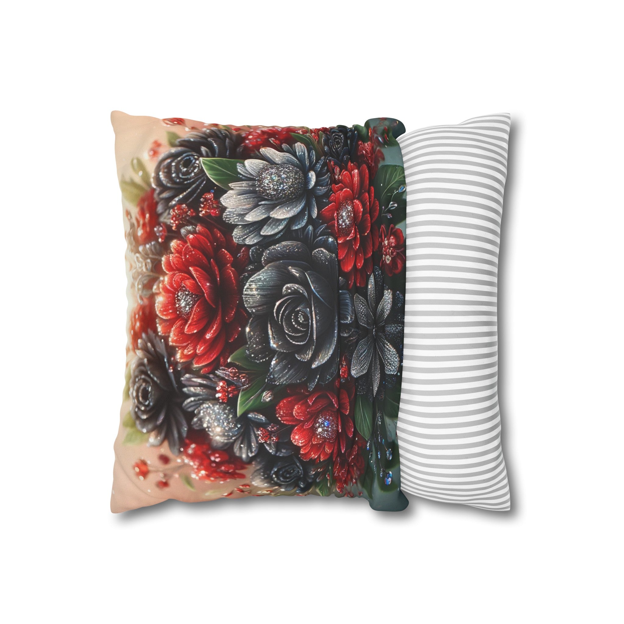 Black and Red Bouquet (1) - Suede Square Pillowcase