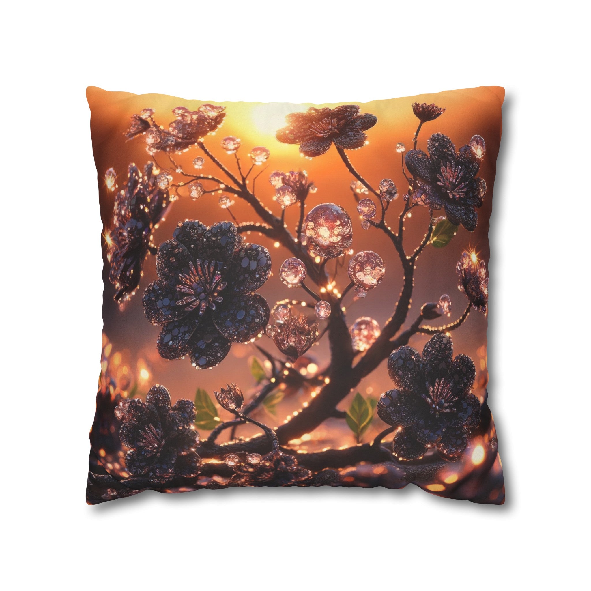 Black diamond flowers (2) - Suede Square Pillowcase