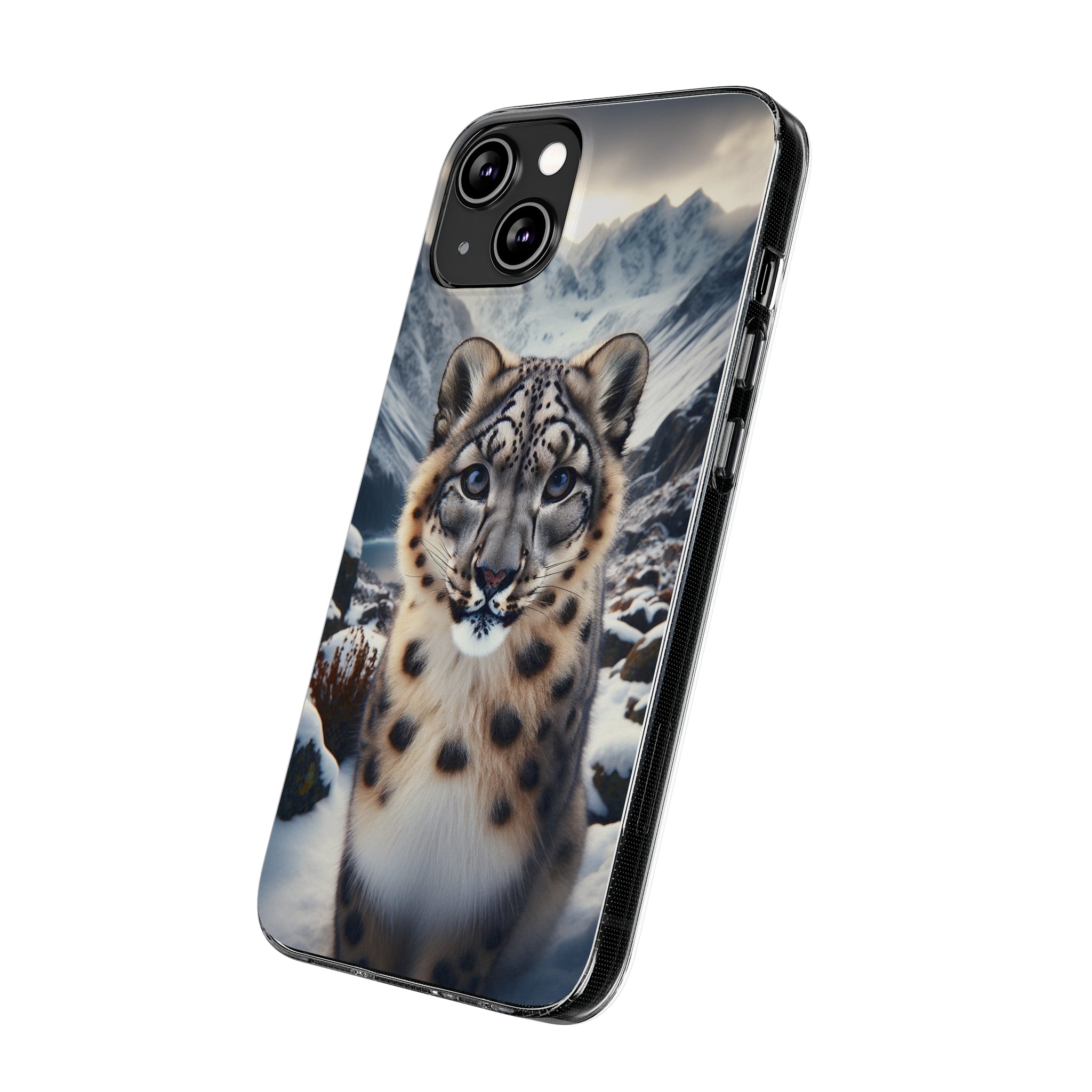 Curious Snow Leopard - Soft Phone Case