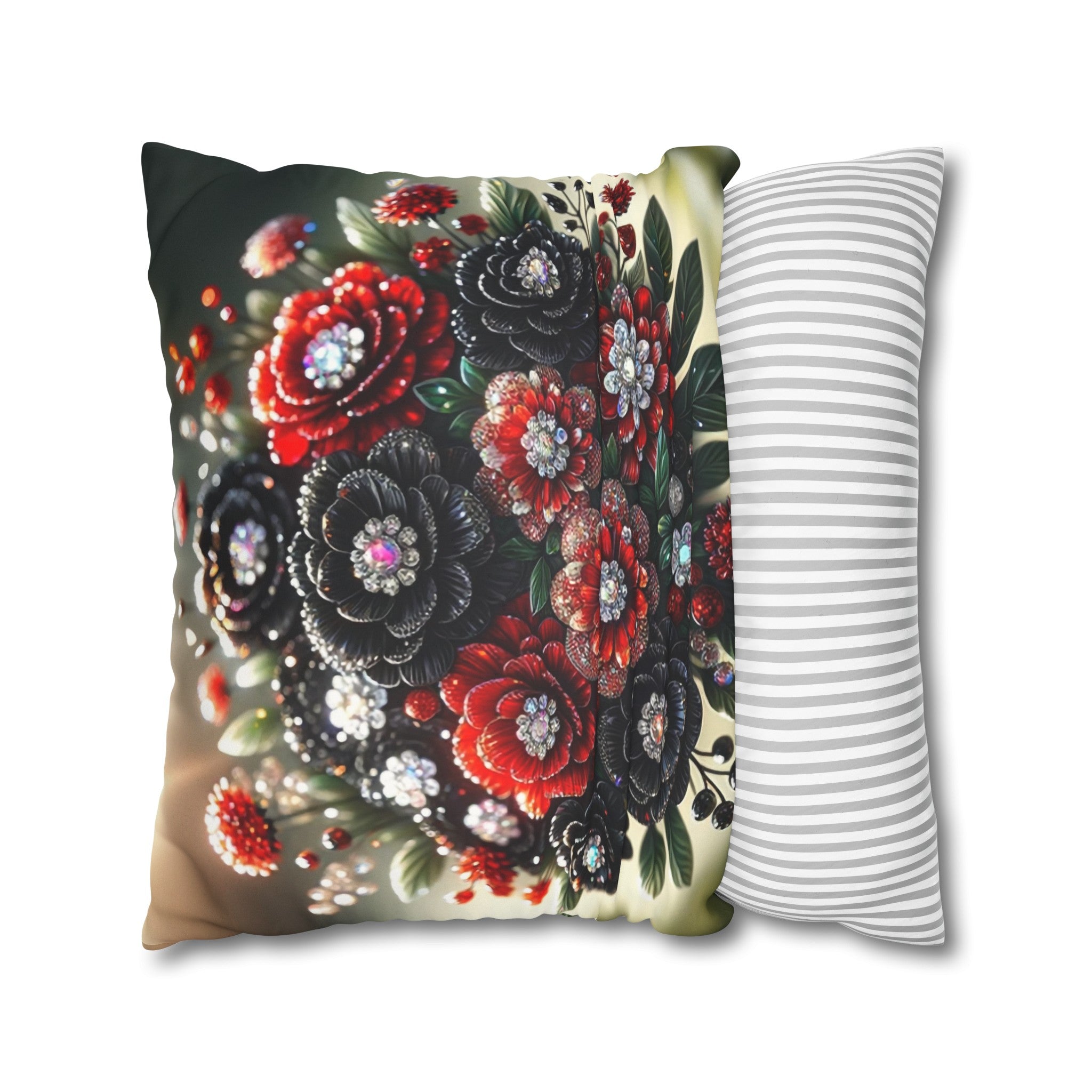 Black and Red Bouquet (2) - Suede Square Pillowcase