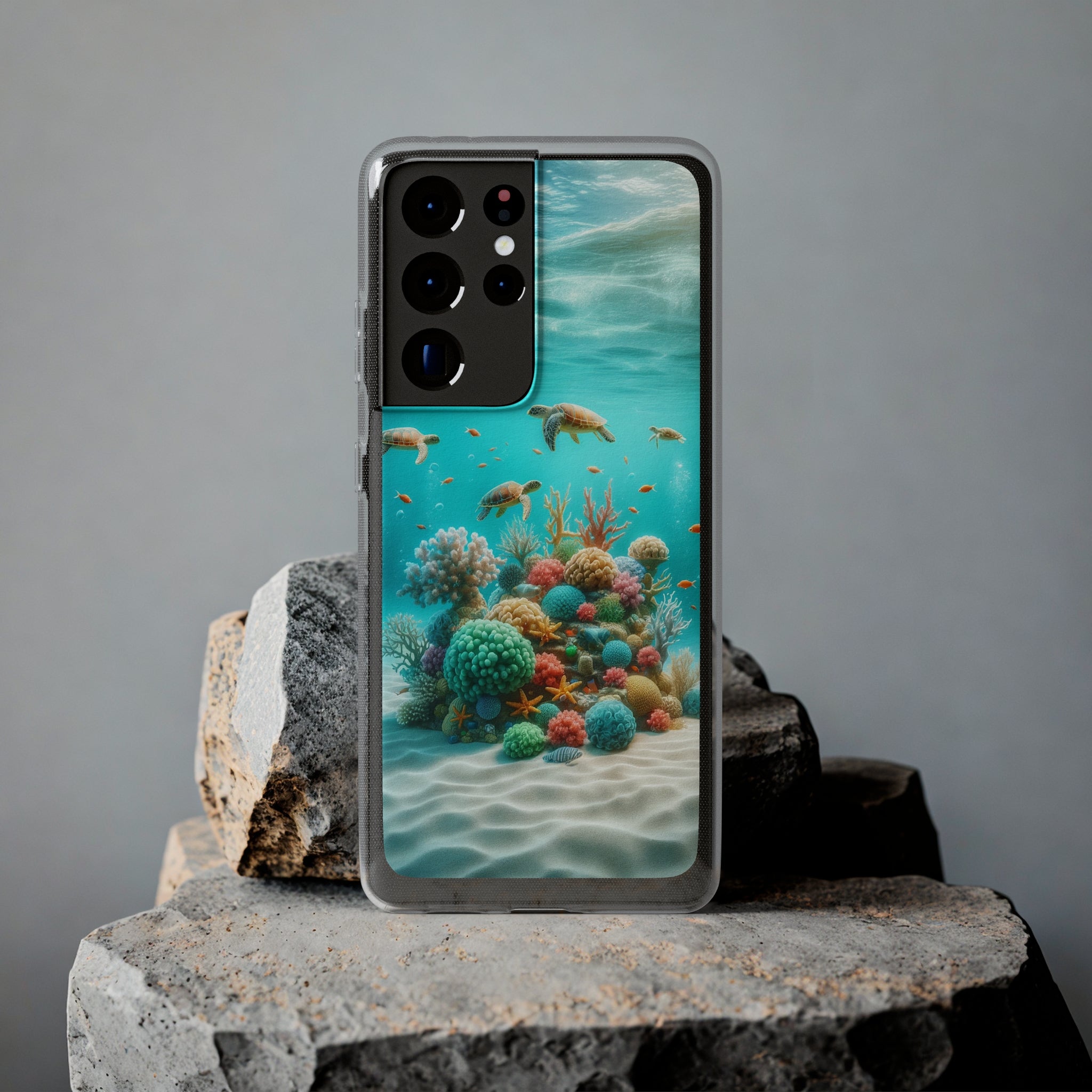 Turtles on coral reef - Soft Phone Case