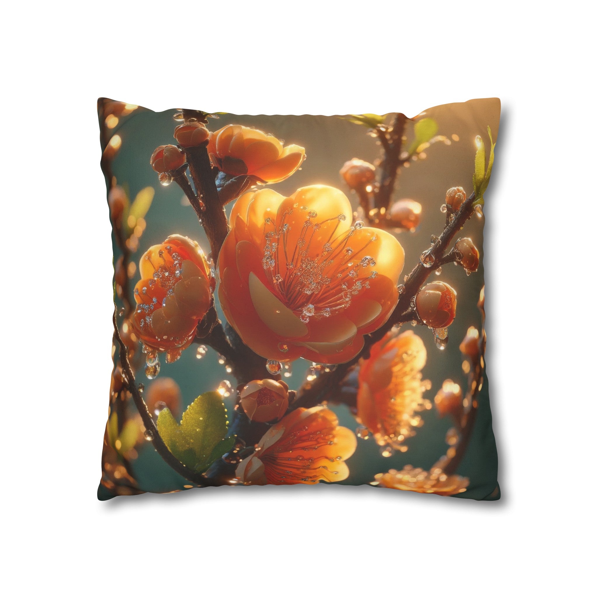 Orange diamond flowers (2) - Suede Square Pillowcase