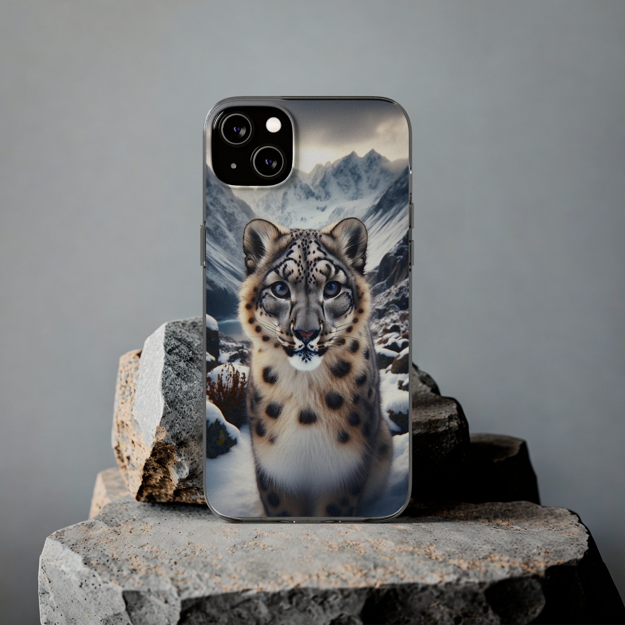 Curious Snow Leopard - Soft Phone Case