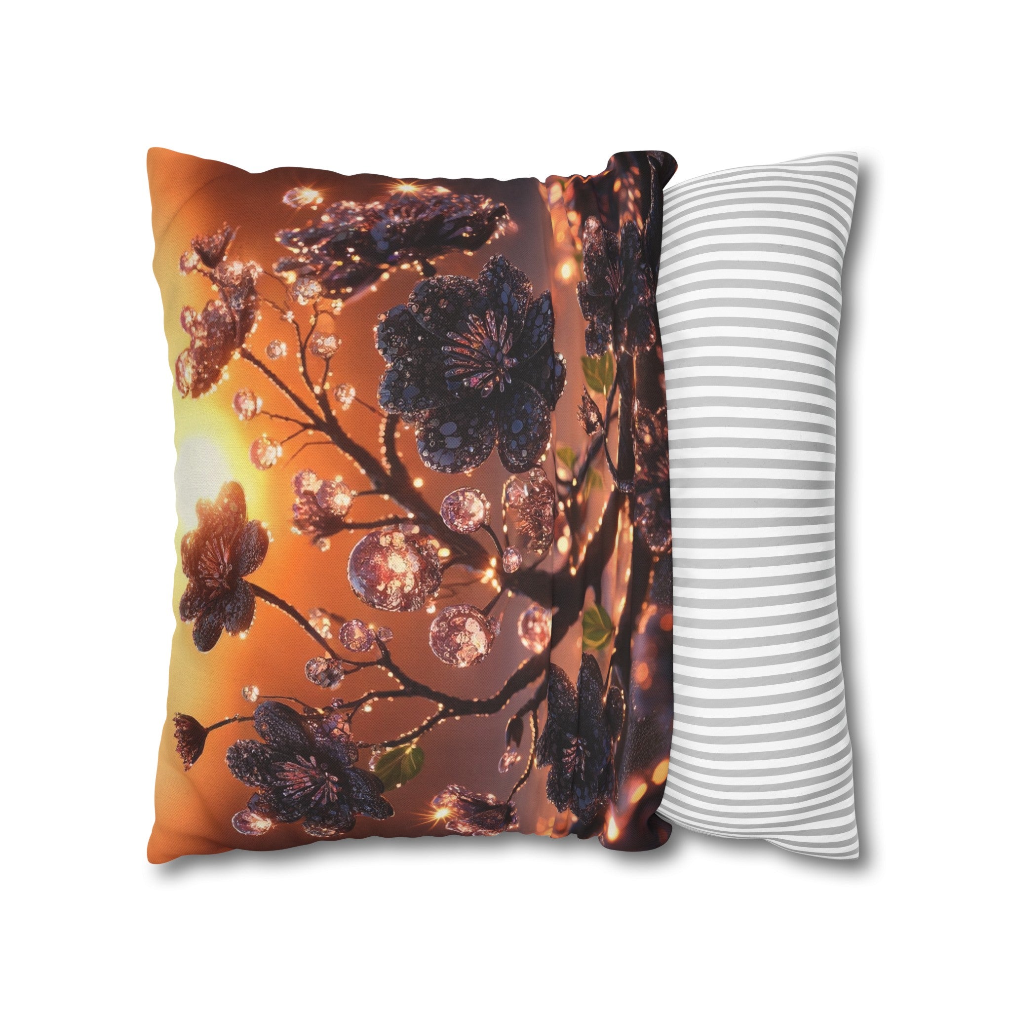 Black diamond flowers (2) - Polyester Square Pillowcase