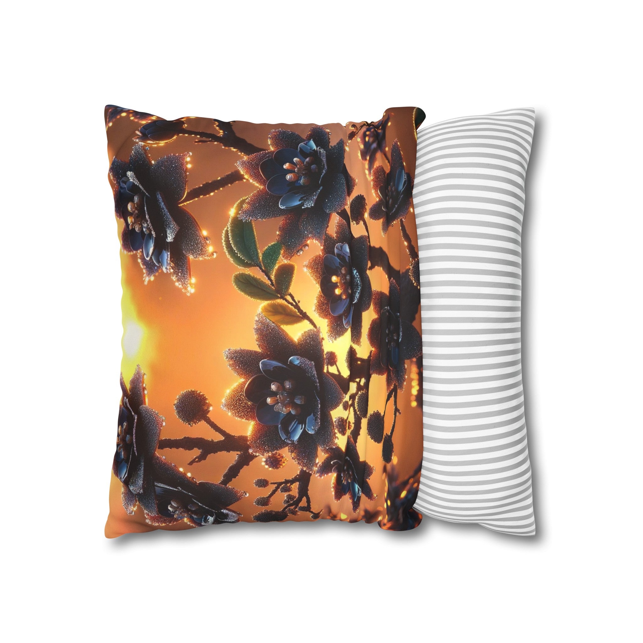 Black diamond flowers (3) - Suede Square Pillowcase