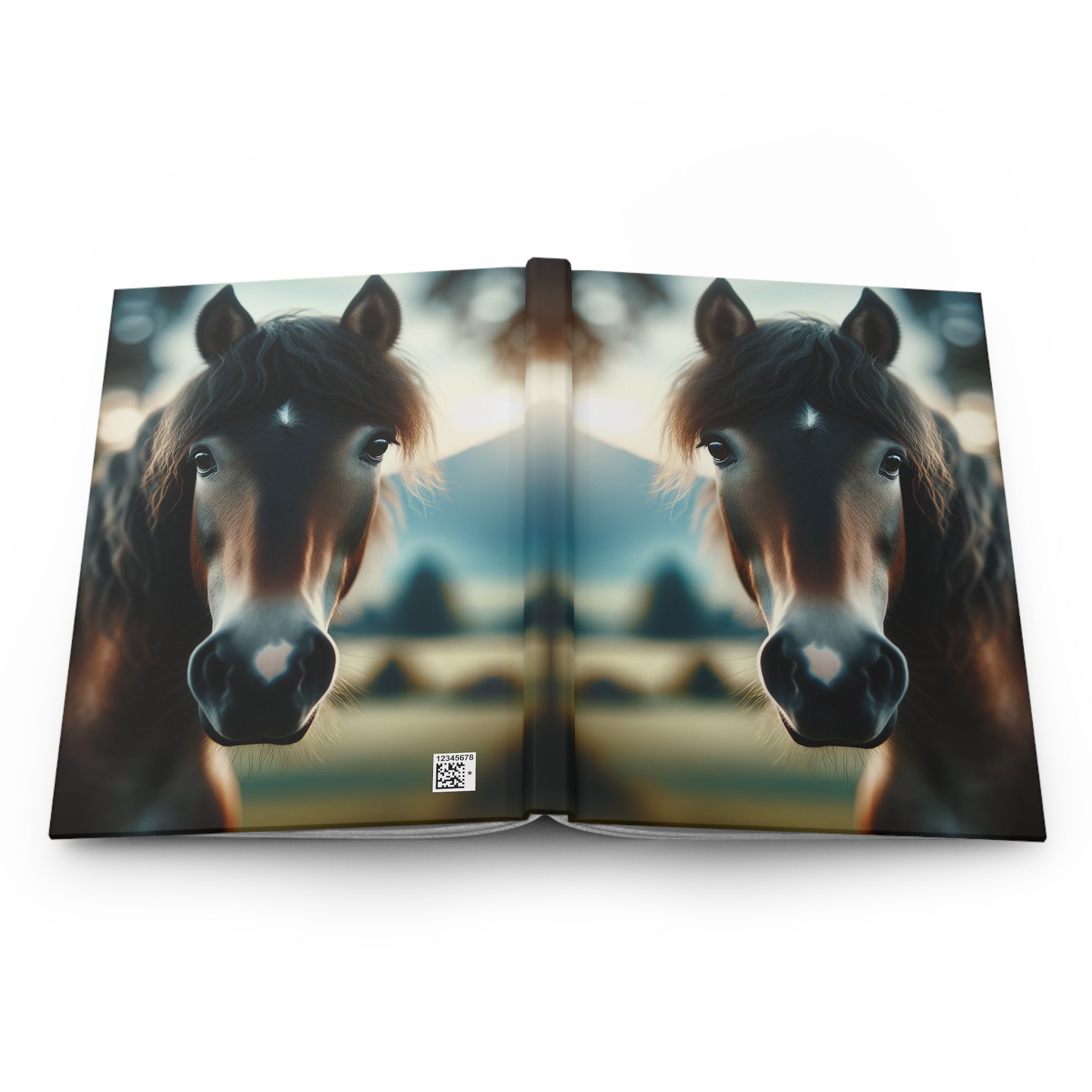 A curious, black horse - Hardcover Notebook