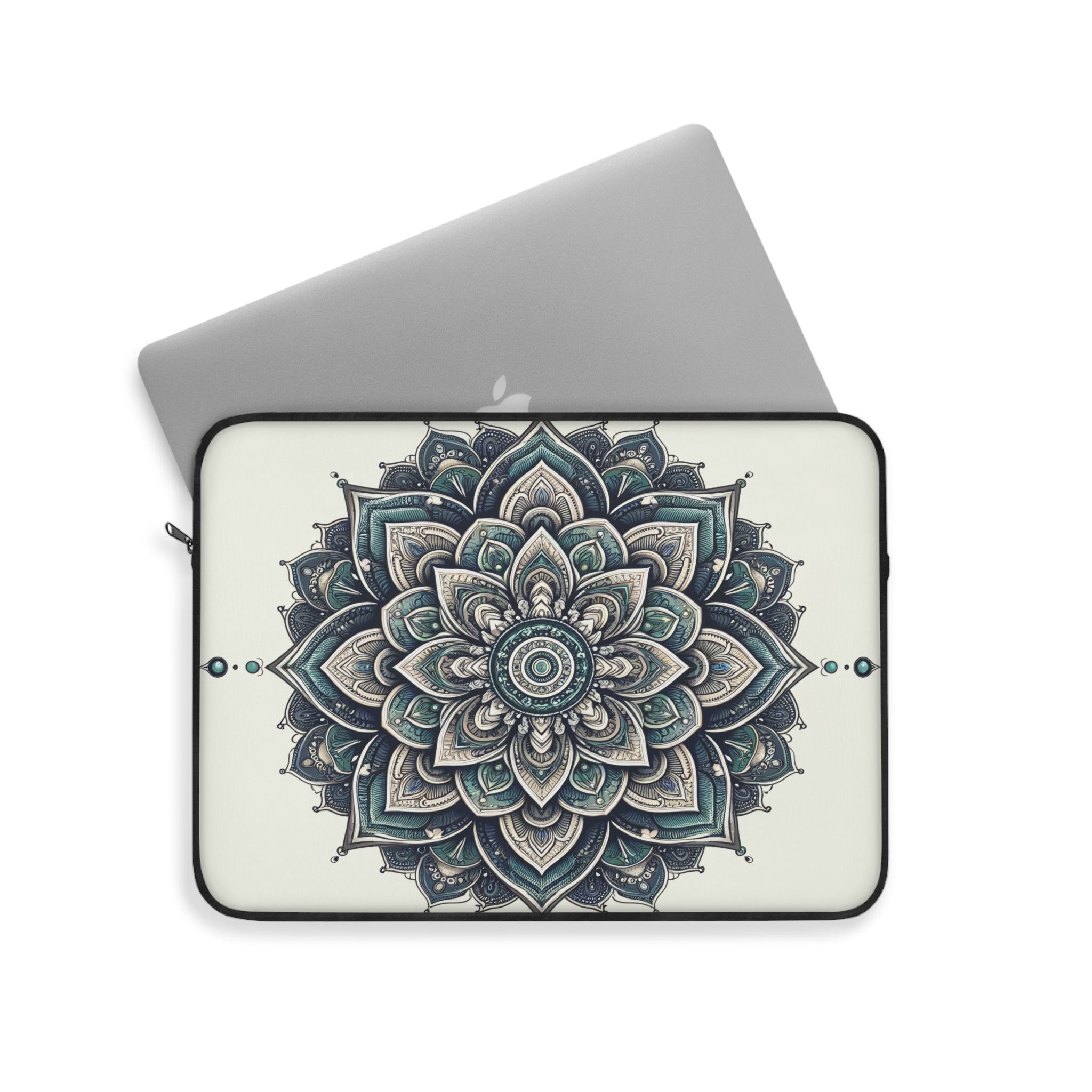 Grey and green Mandala - Laptop Sleeve