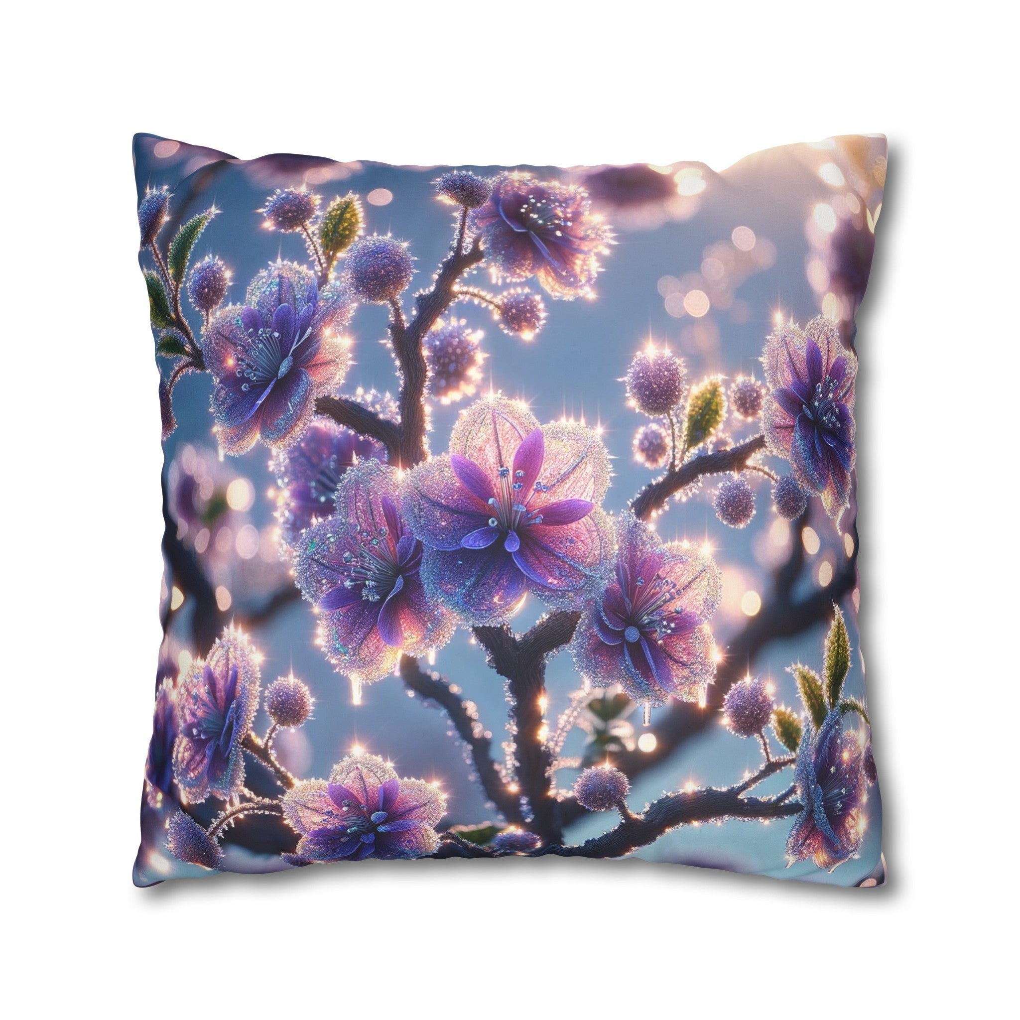 Purple diamond flowers (1) - Suede Square Pillowcase