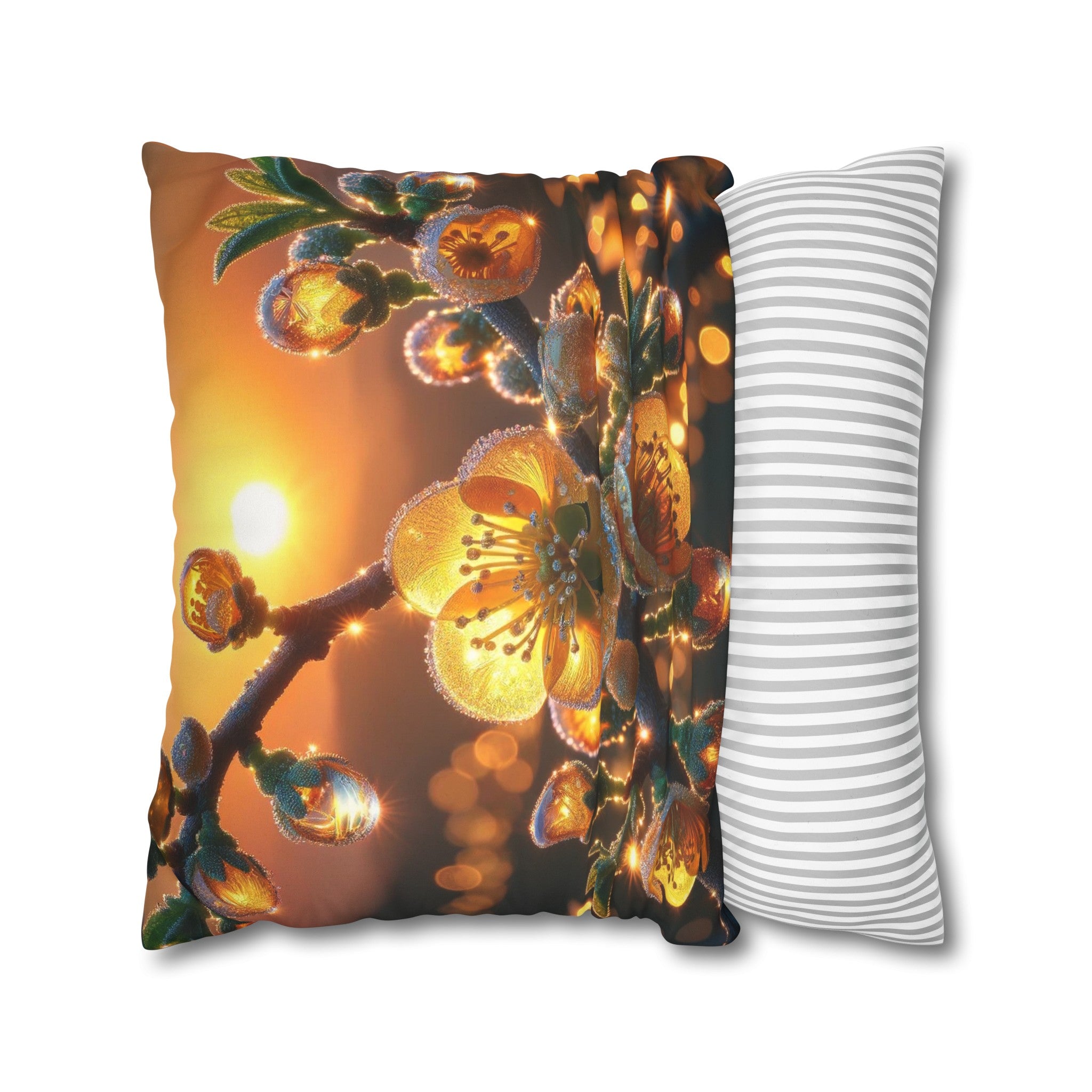 Yellow diamond flowers (2) - Suede Square Pillowcase