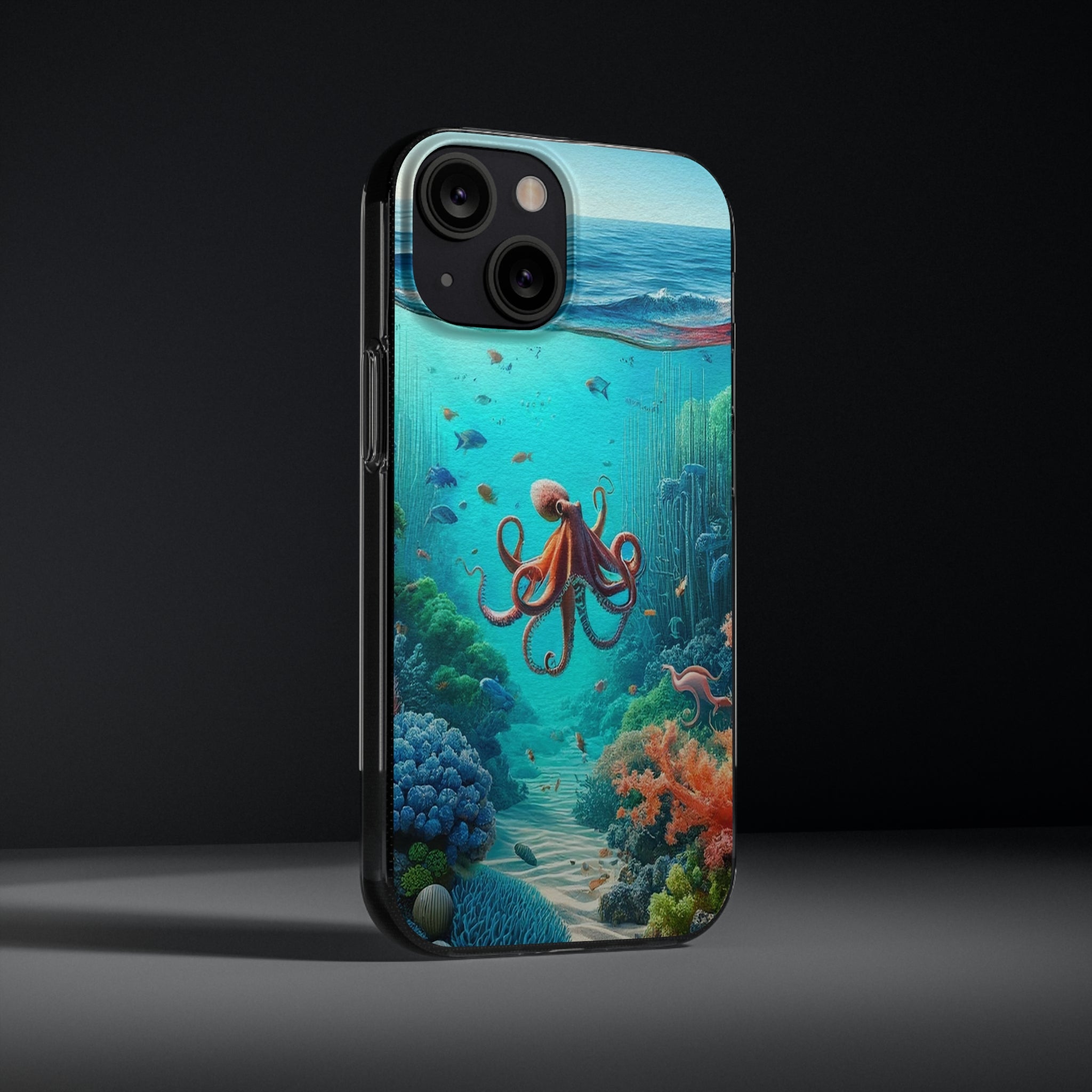 Octopus in turquoise water - Soft Phone Case