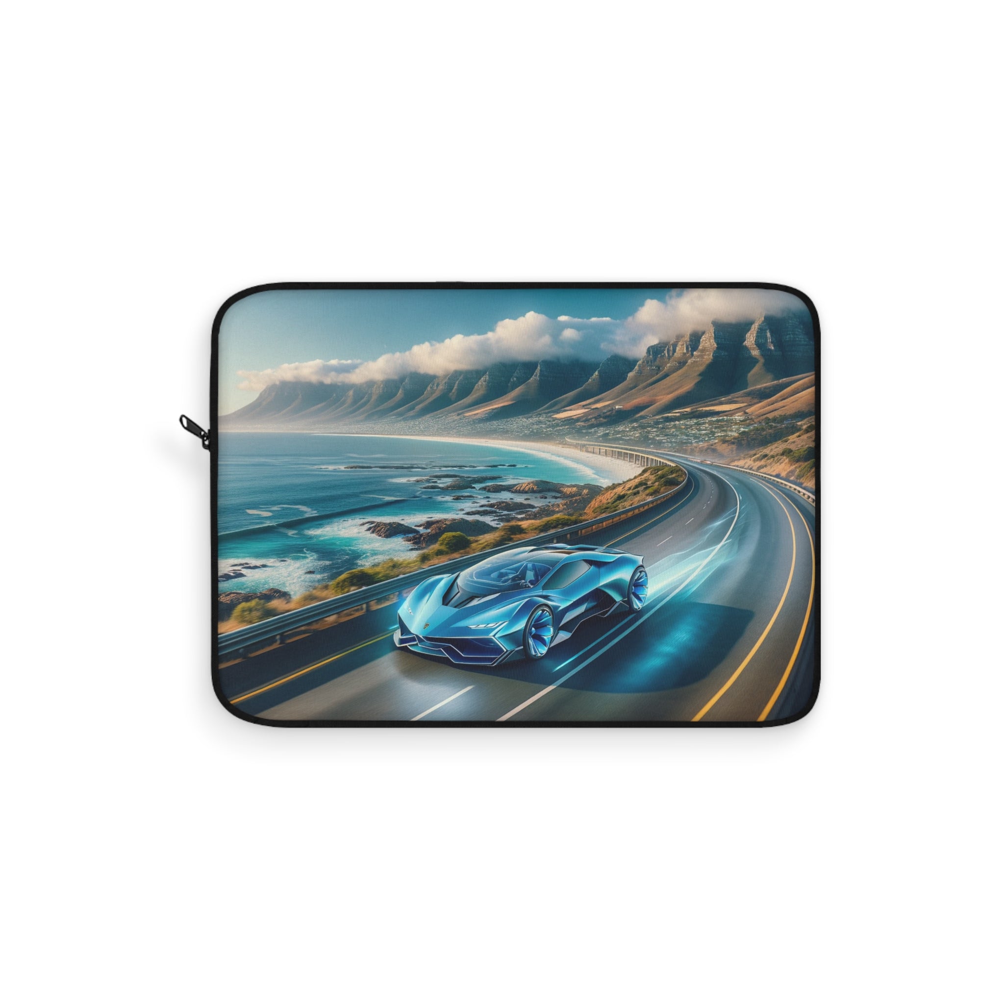 Blue car driving in Cape town - Laptop Sleeve