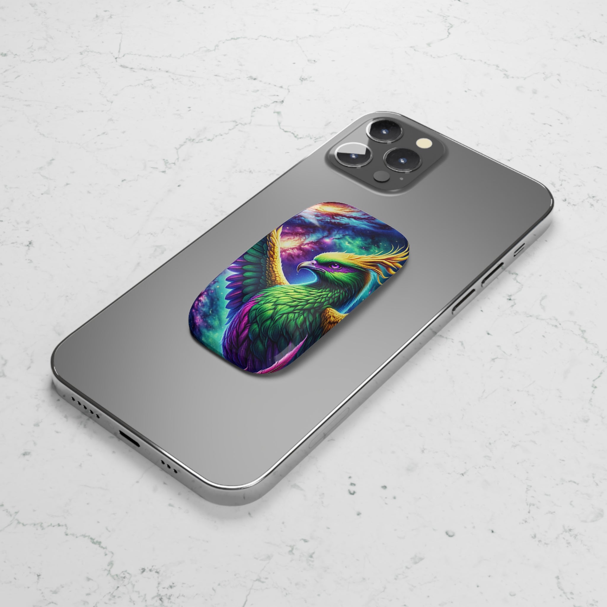 Green-purple Phoenix - Phone Click-On Grip