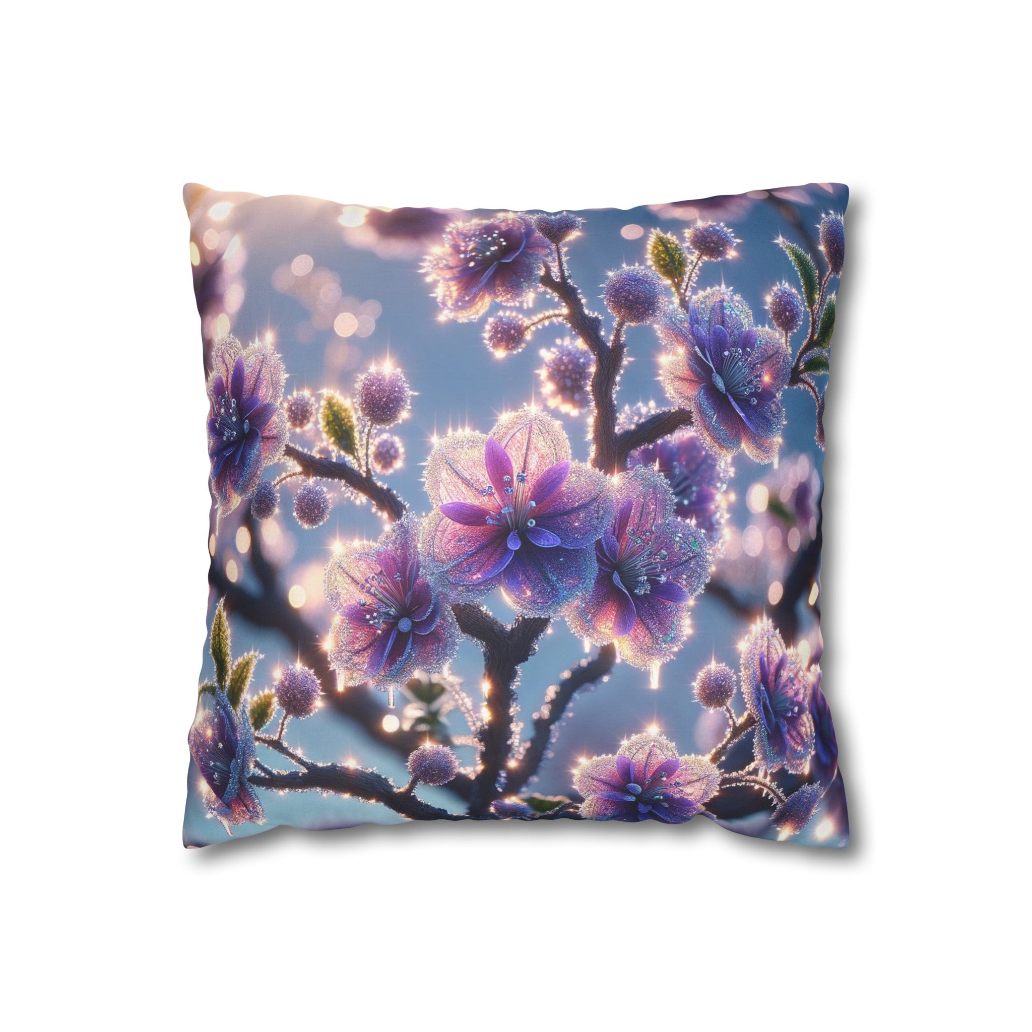 Purple diamond flowers (1) - Suede Square Pillowcase