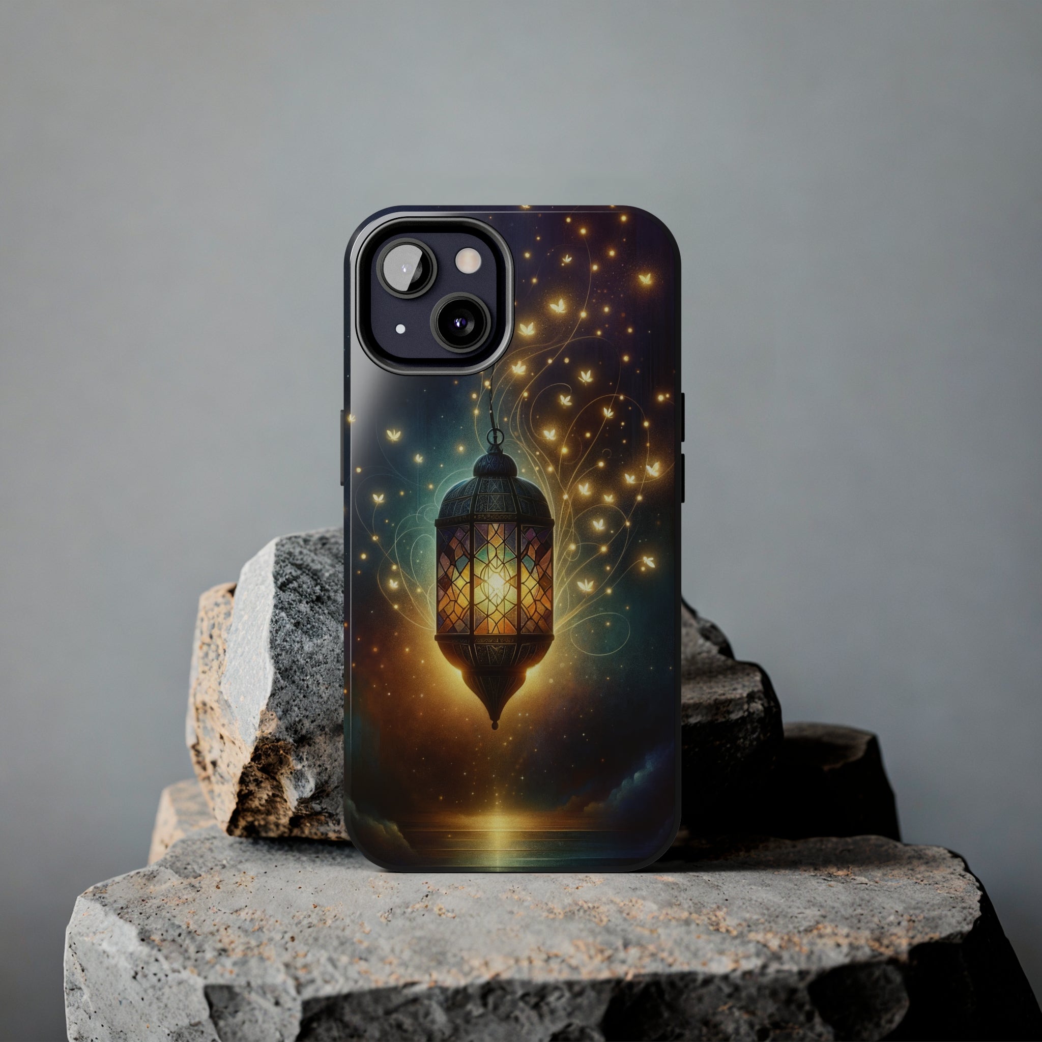 Fireflies around lamp - Tough Phone Case