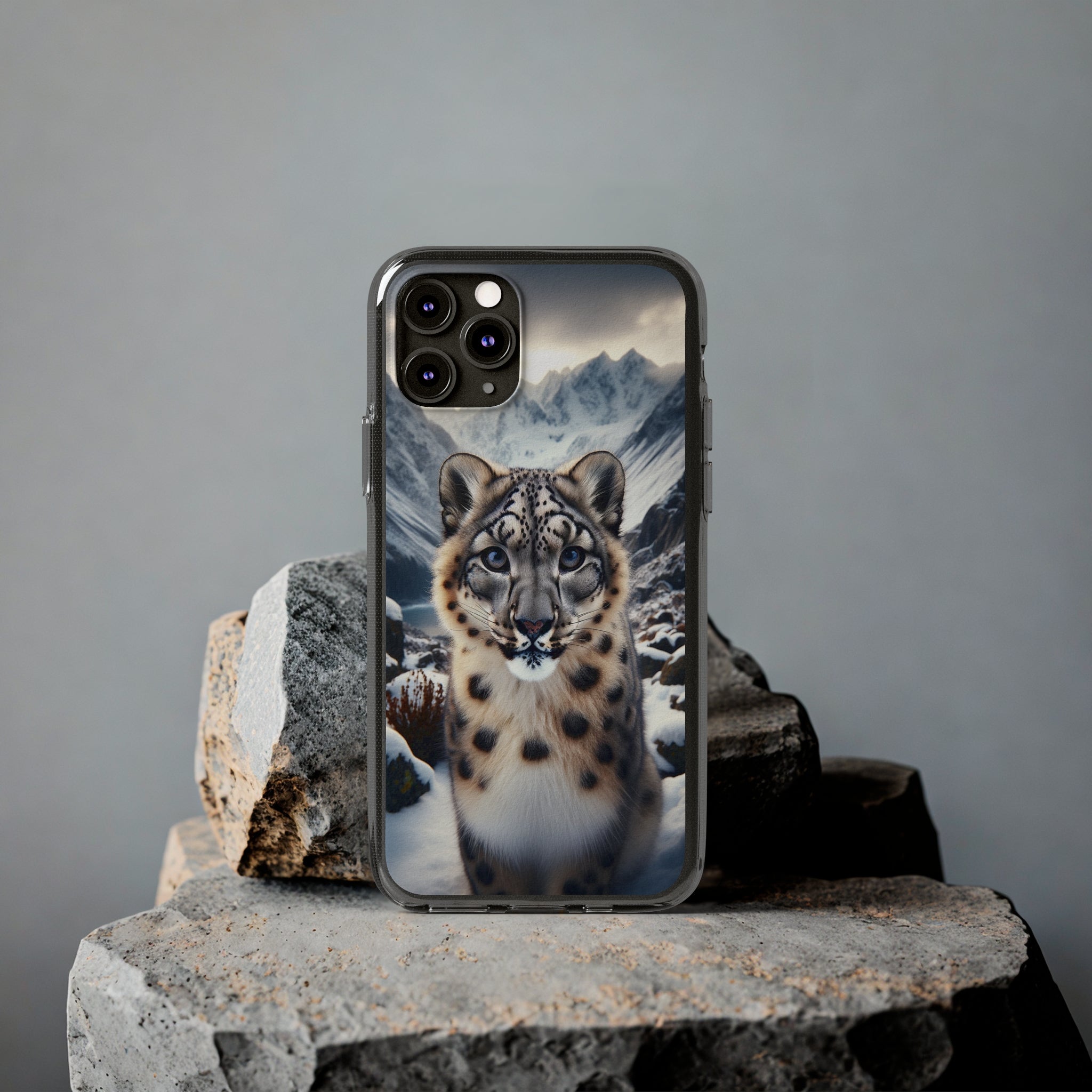 Curious Snow Leopard - Soft Phone Case