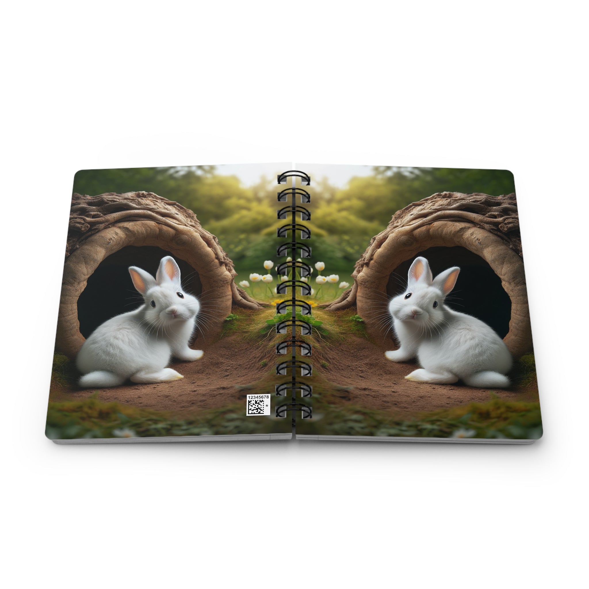 A curious, white rabbit - Spiral Notebook