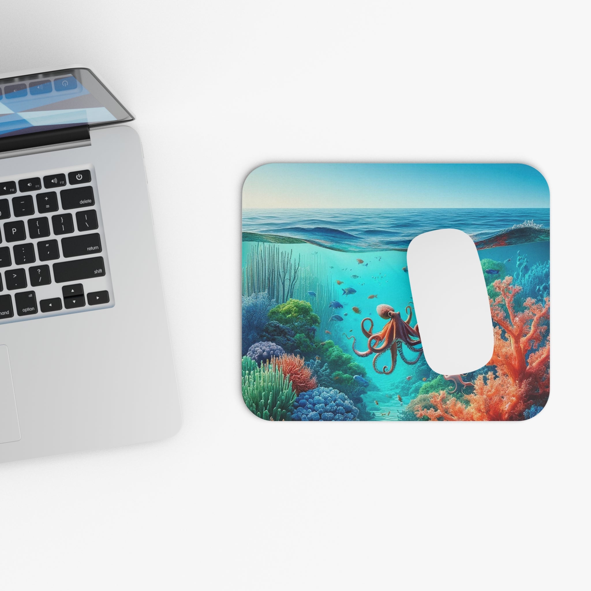 An octopus and coral reef - Mouse Pad (Rectangle)