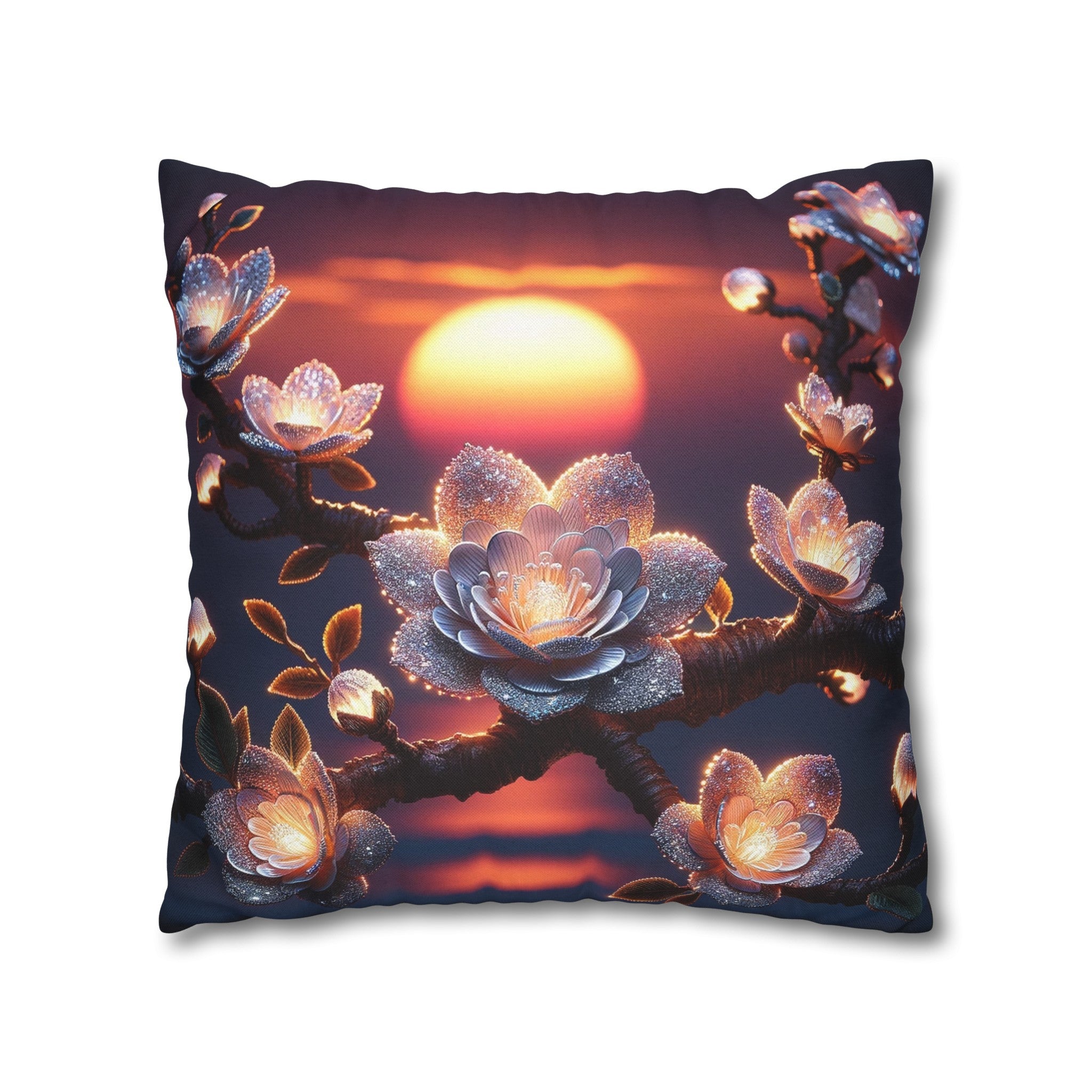 White diamond flowers (6) - Polyester Square Pillowcase