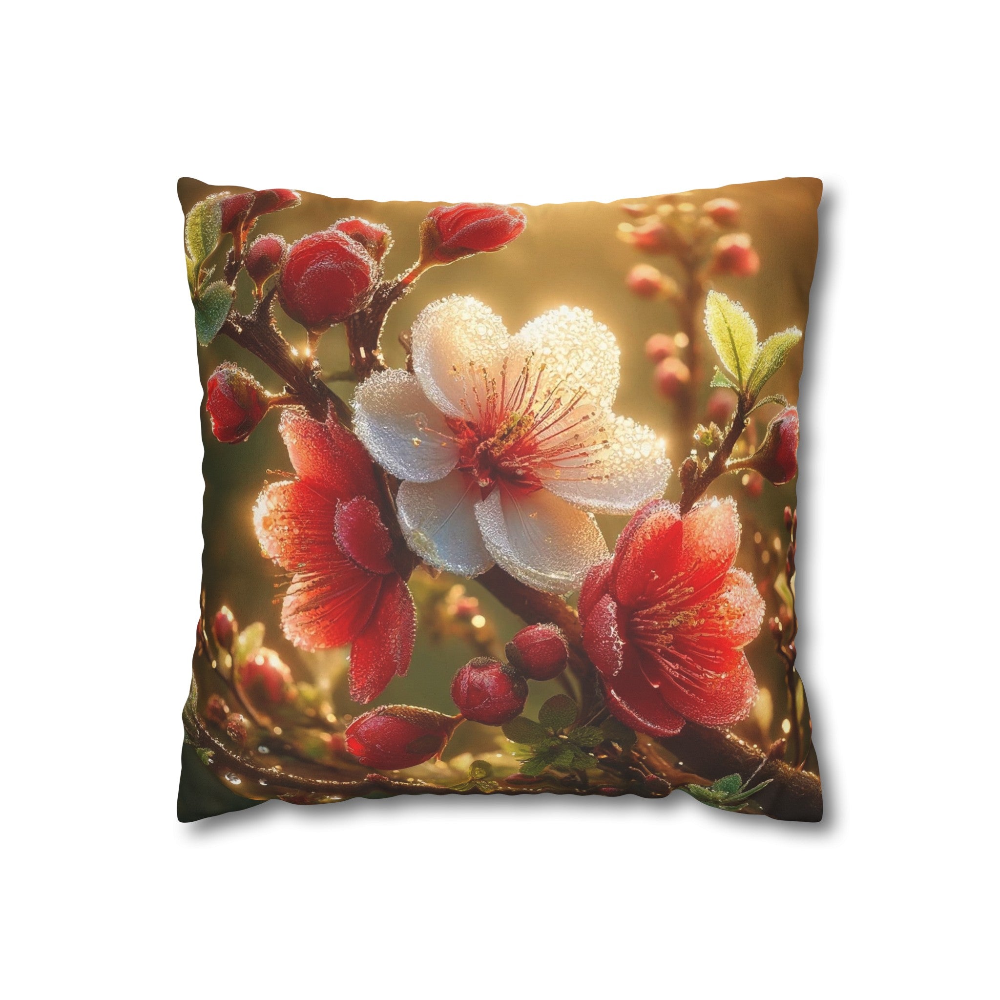 Red diamond flowers (4) - Suede Square Pillowcase