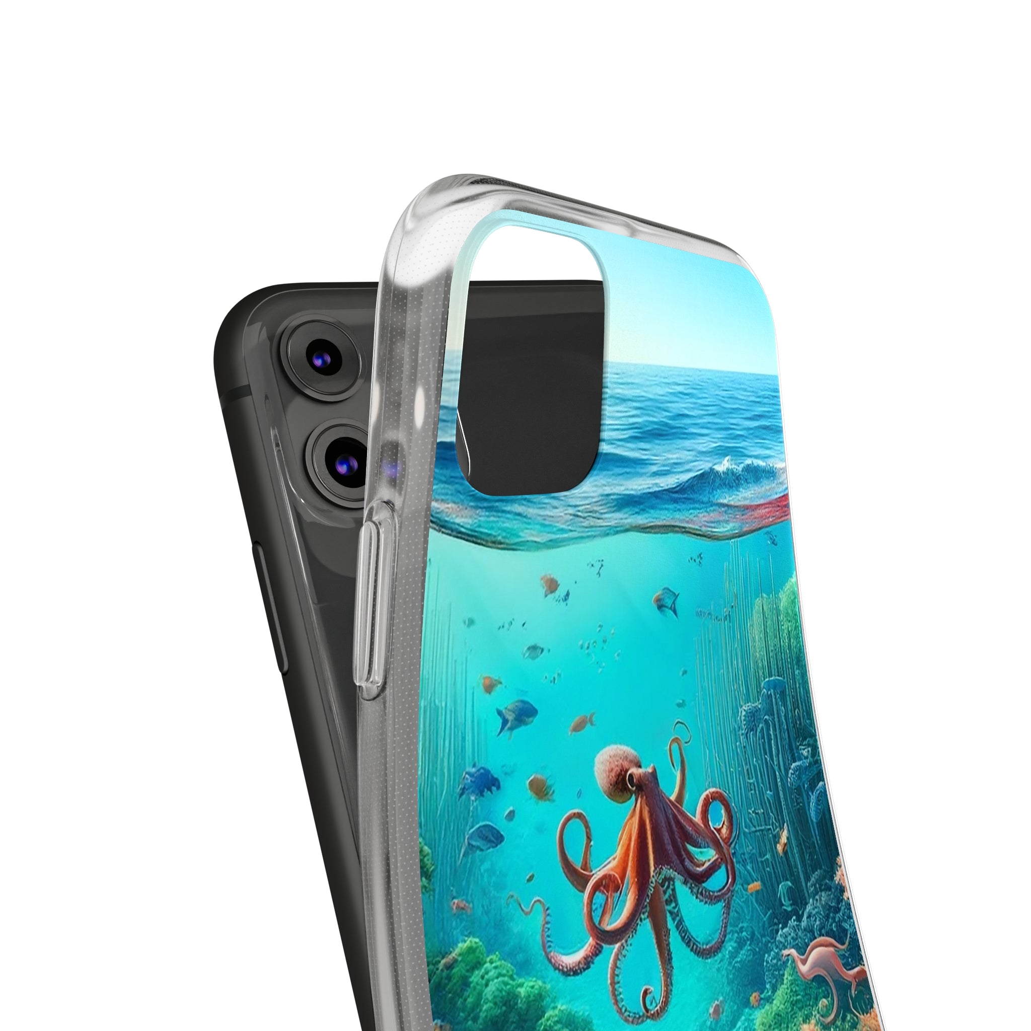 Octopus in turquoise water - Soft Phone Case