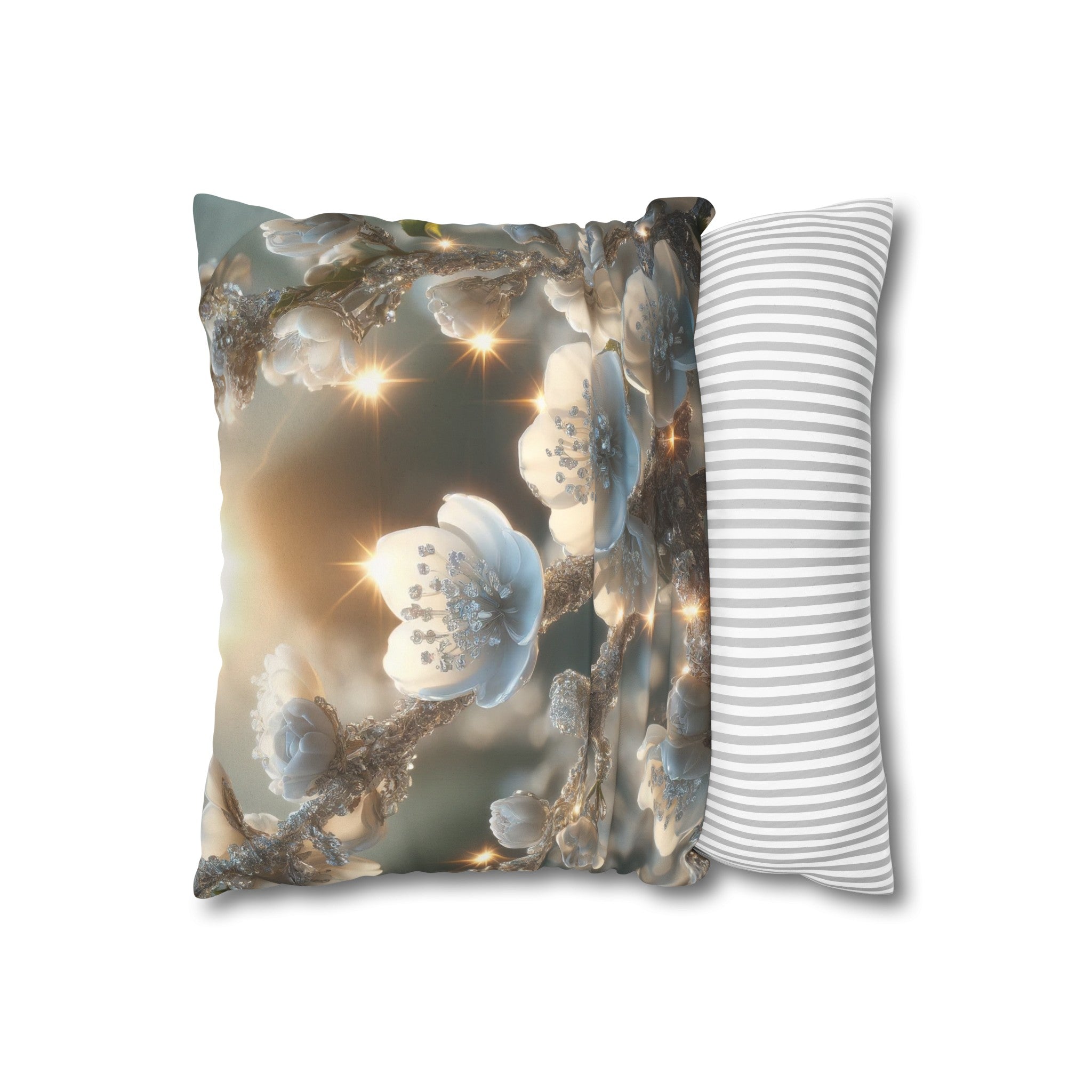 White, diamond flowers (1) - Suede Square Pillowcase