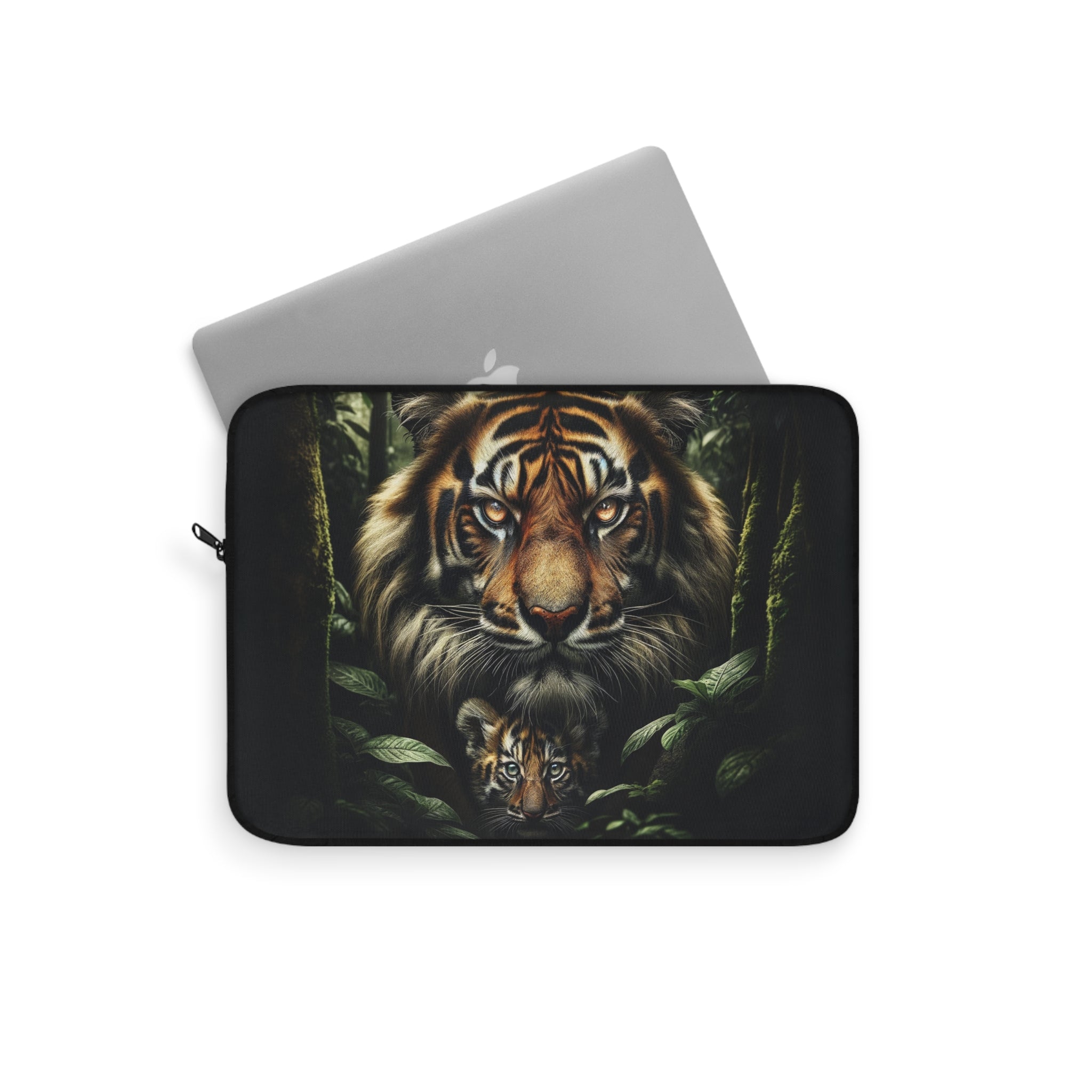 Tiger protecting her kitten - Laptop Sleeve