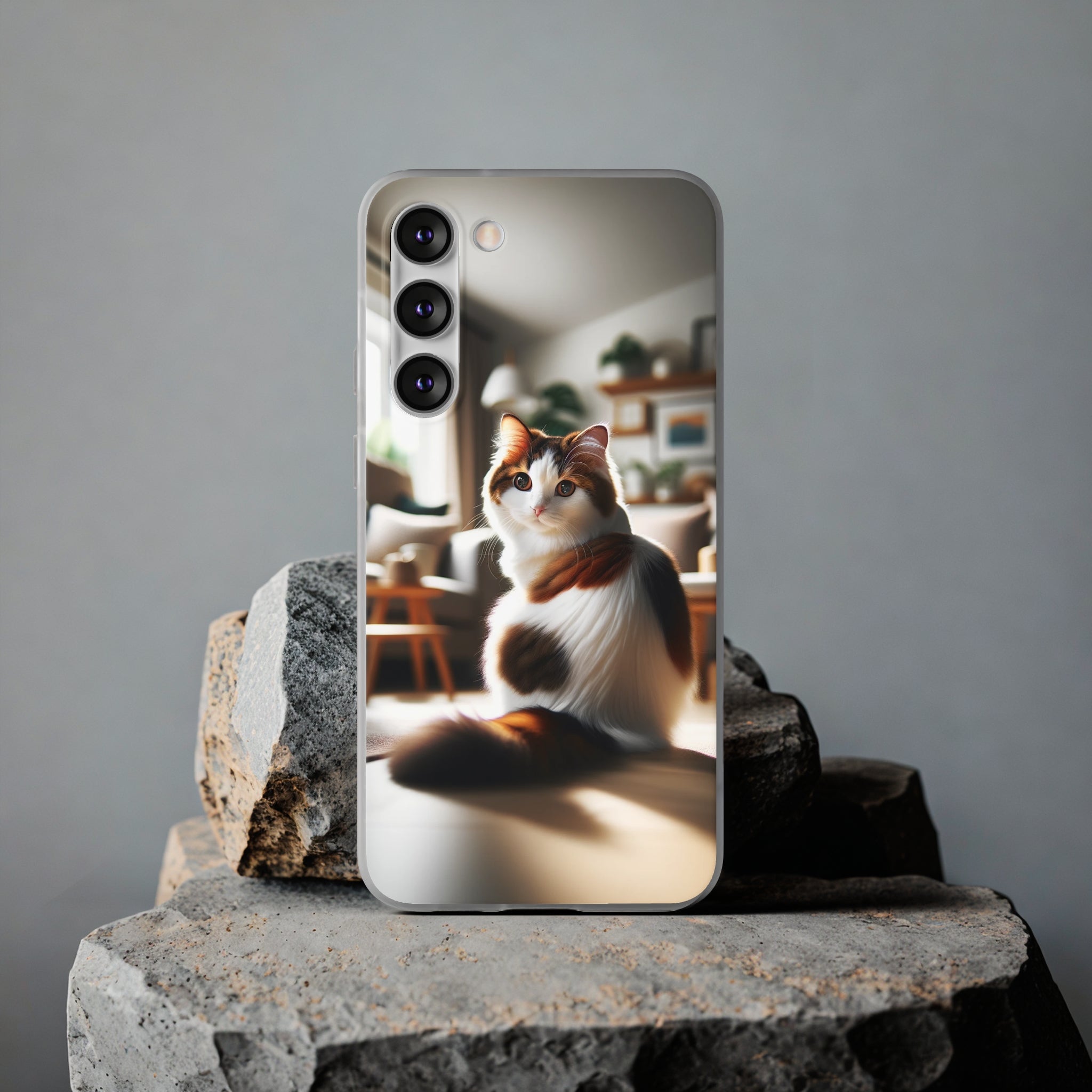 Curious, white-brown cat - Flexi Case (Samsung only)