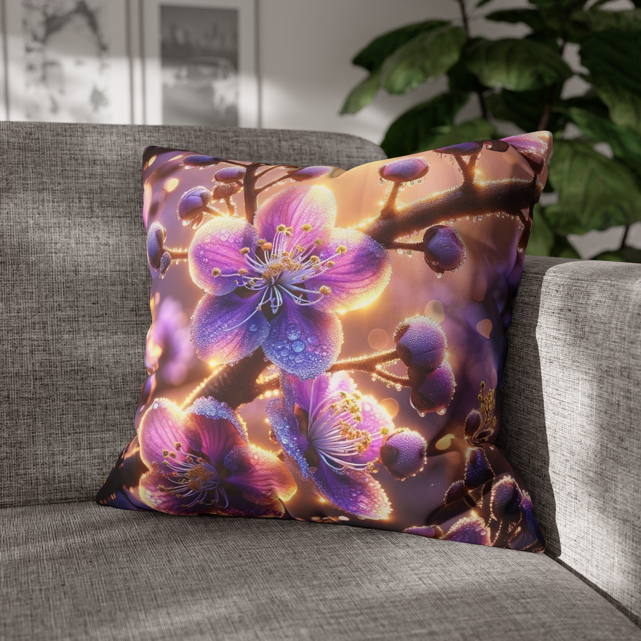 Purple diamond flowers (2) - Suede Square Pillowcase