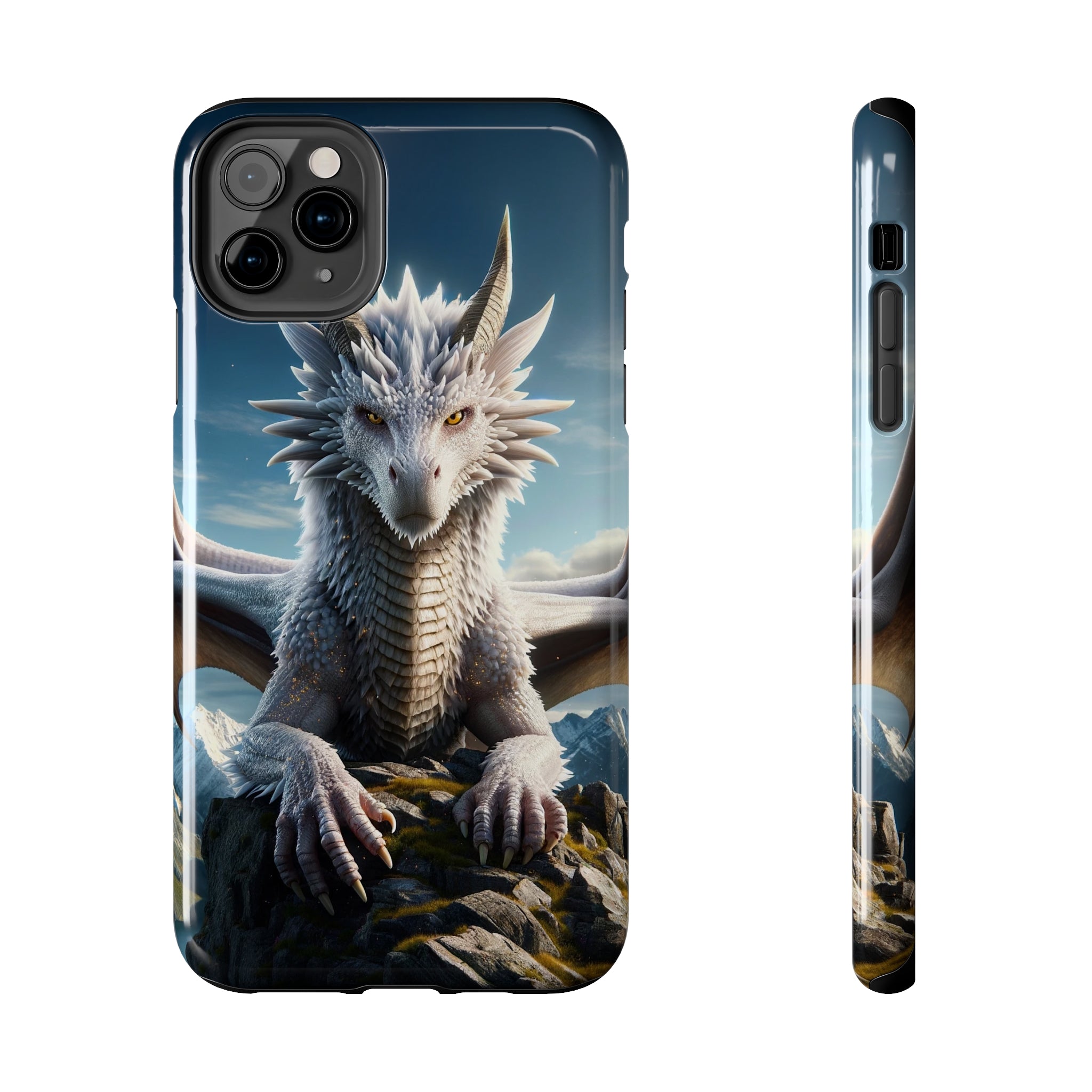 White dragon on a rock - Tough Phone Case