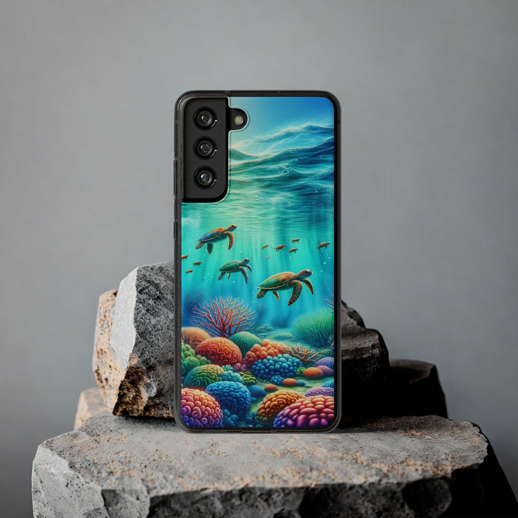 Turtles and coral reef - Soft Phone Case