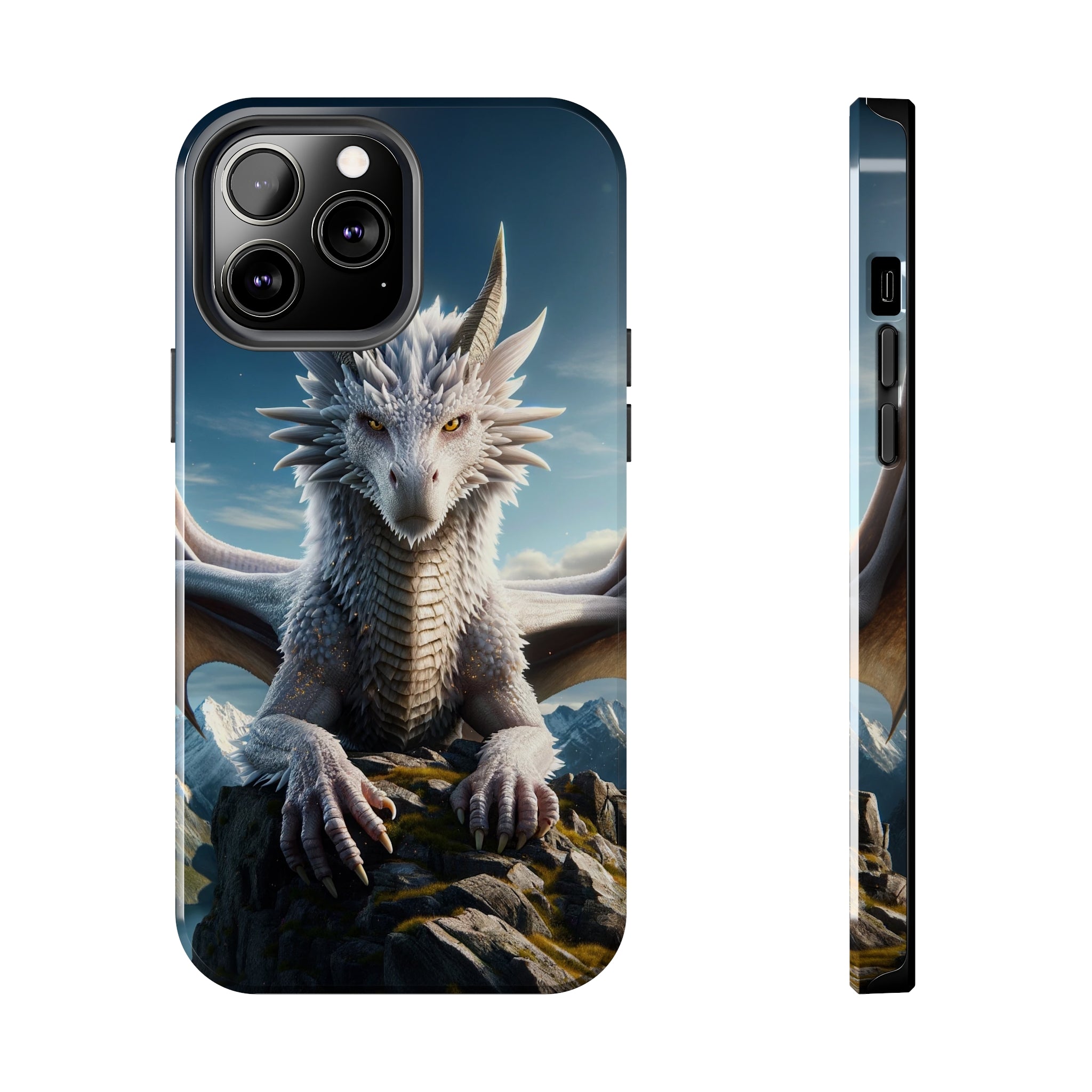 White dragon on a rock - Tough Phone Case