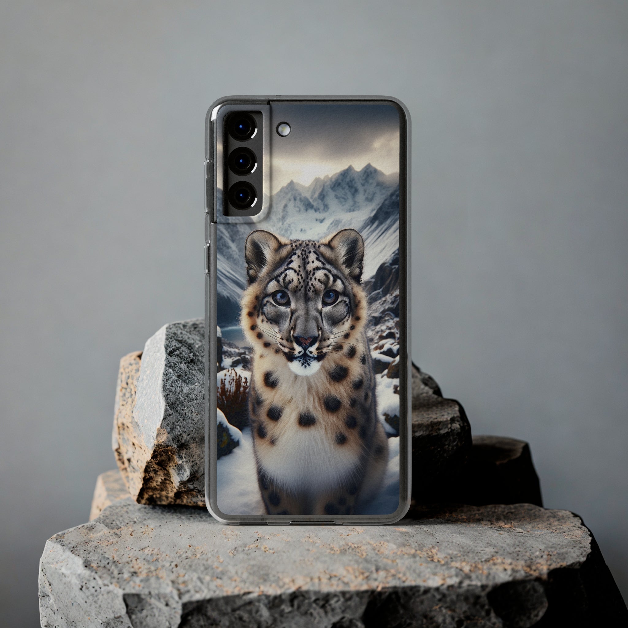 Curious Snow Leopard - Soft Phone Case