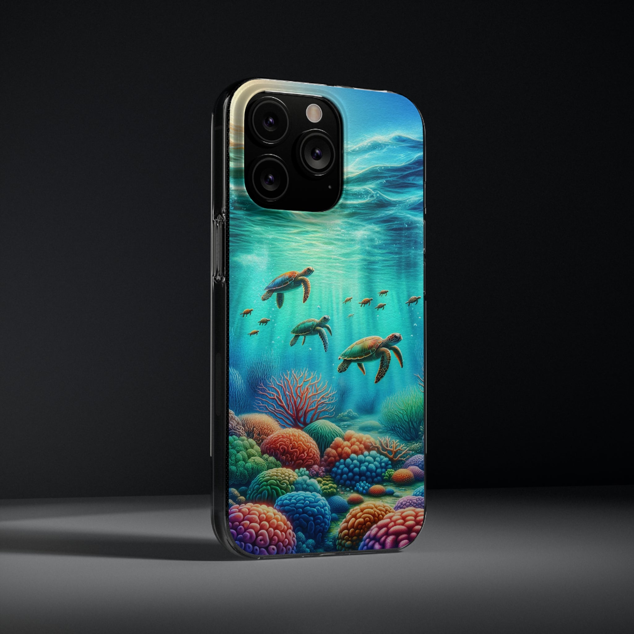 Turtles and coral reef - Soft Phone Case