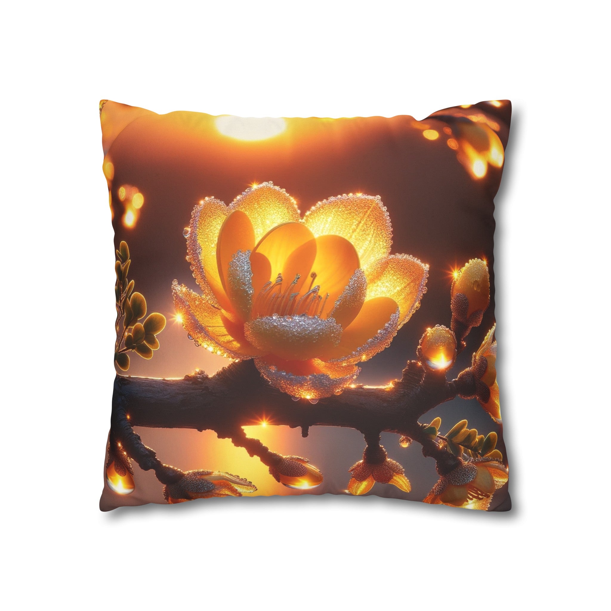 Yellow, diamond flowers (1) - Suede Square Pillowcase