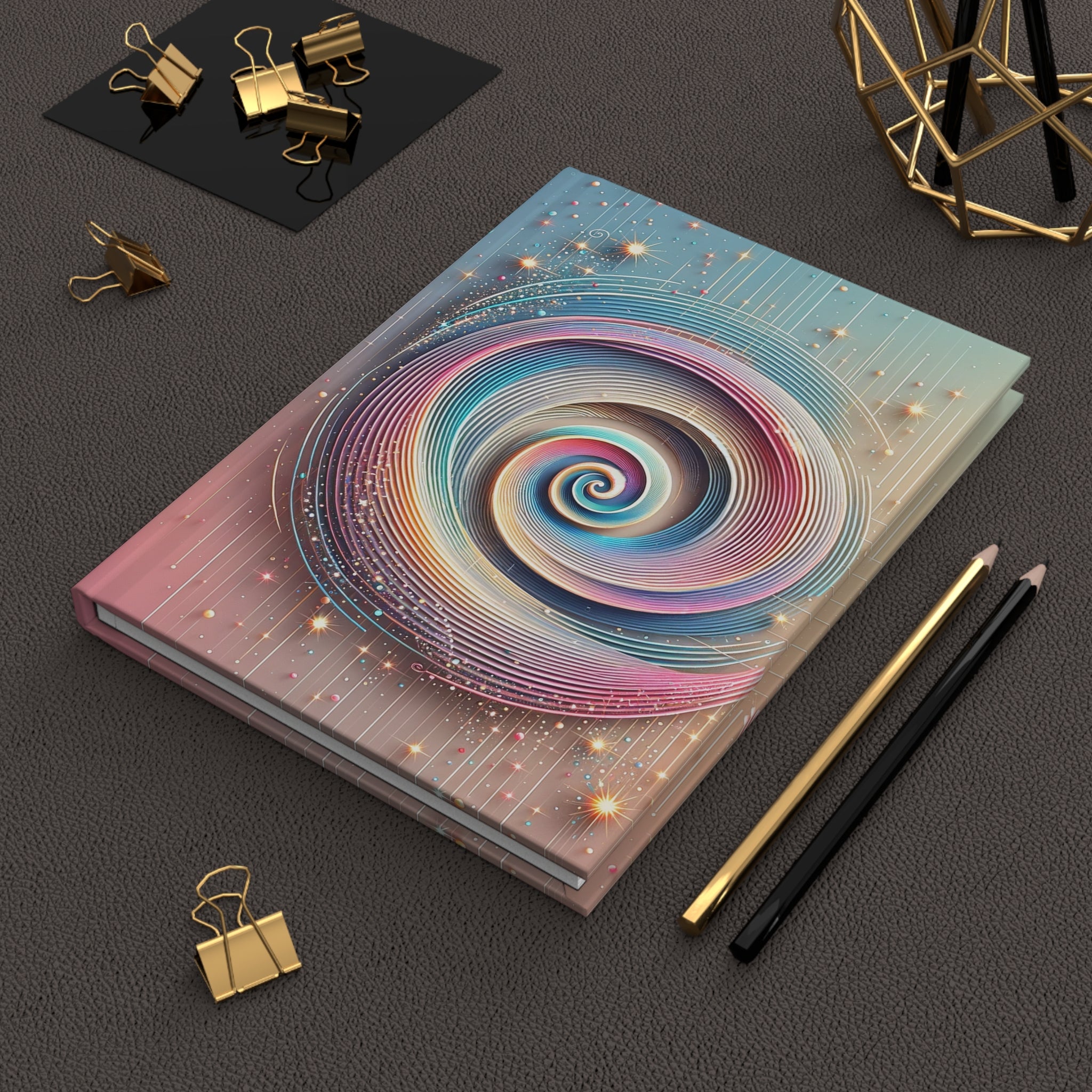 Blue pink spiral - Hardcover Notebook