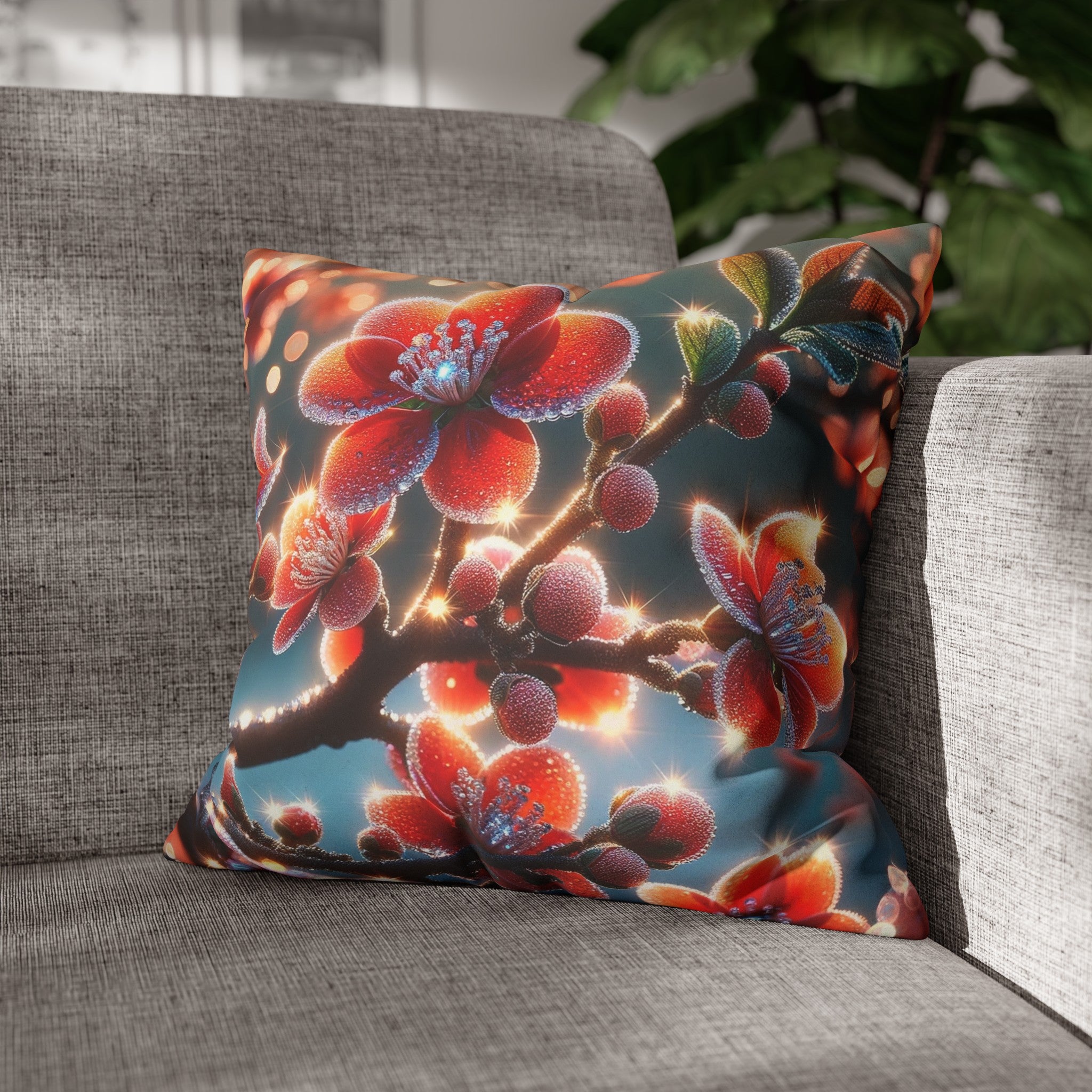 Red diamond flowers (3) - Suede Square Pillowcase