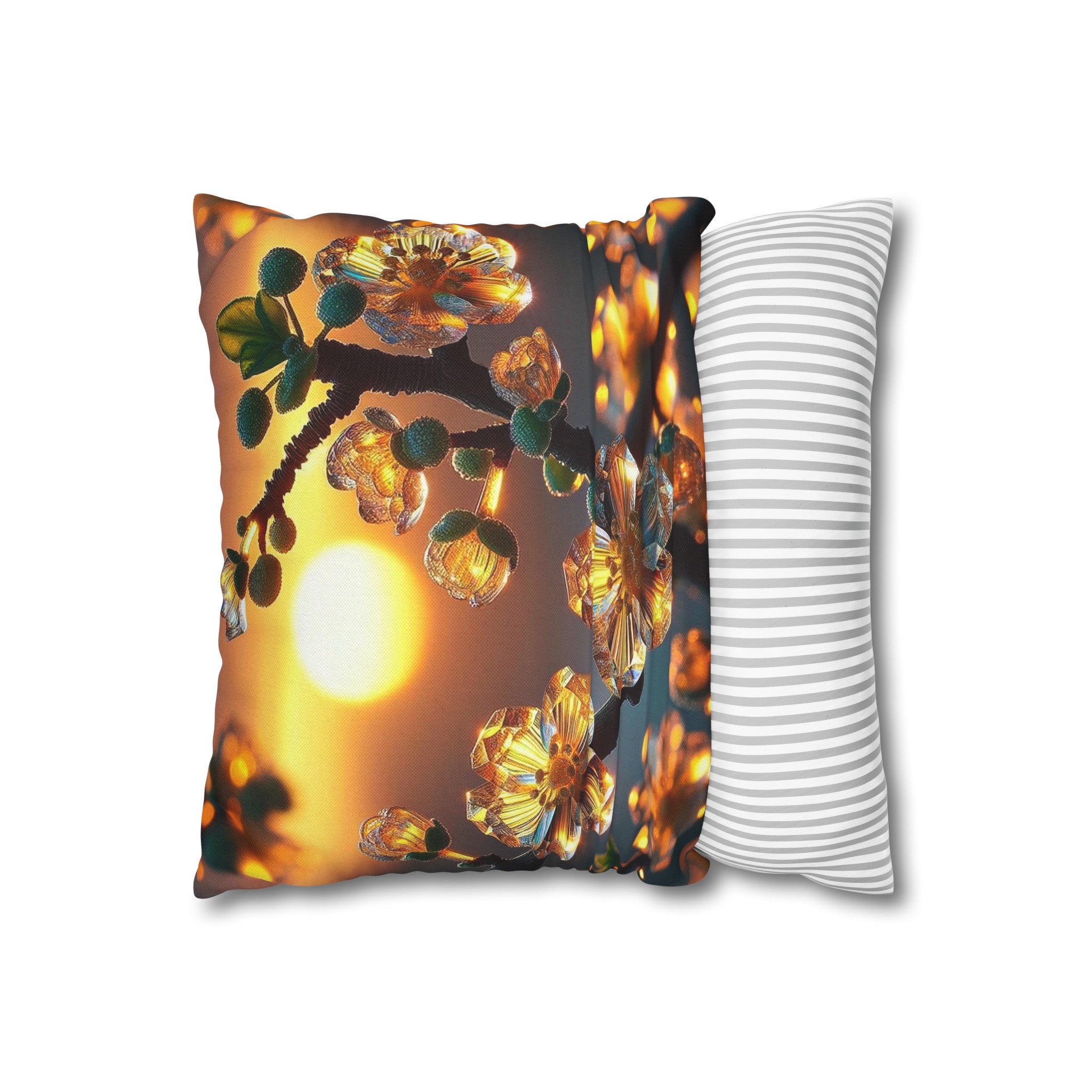 Yellow diamond flowers (4) - Polyester Square Pillowcase